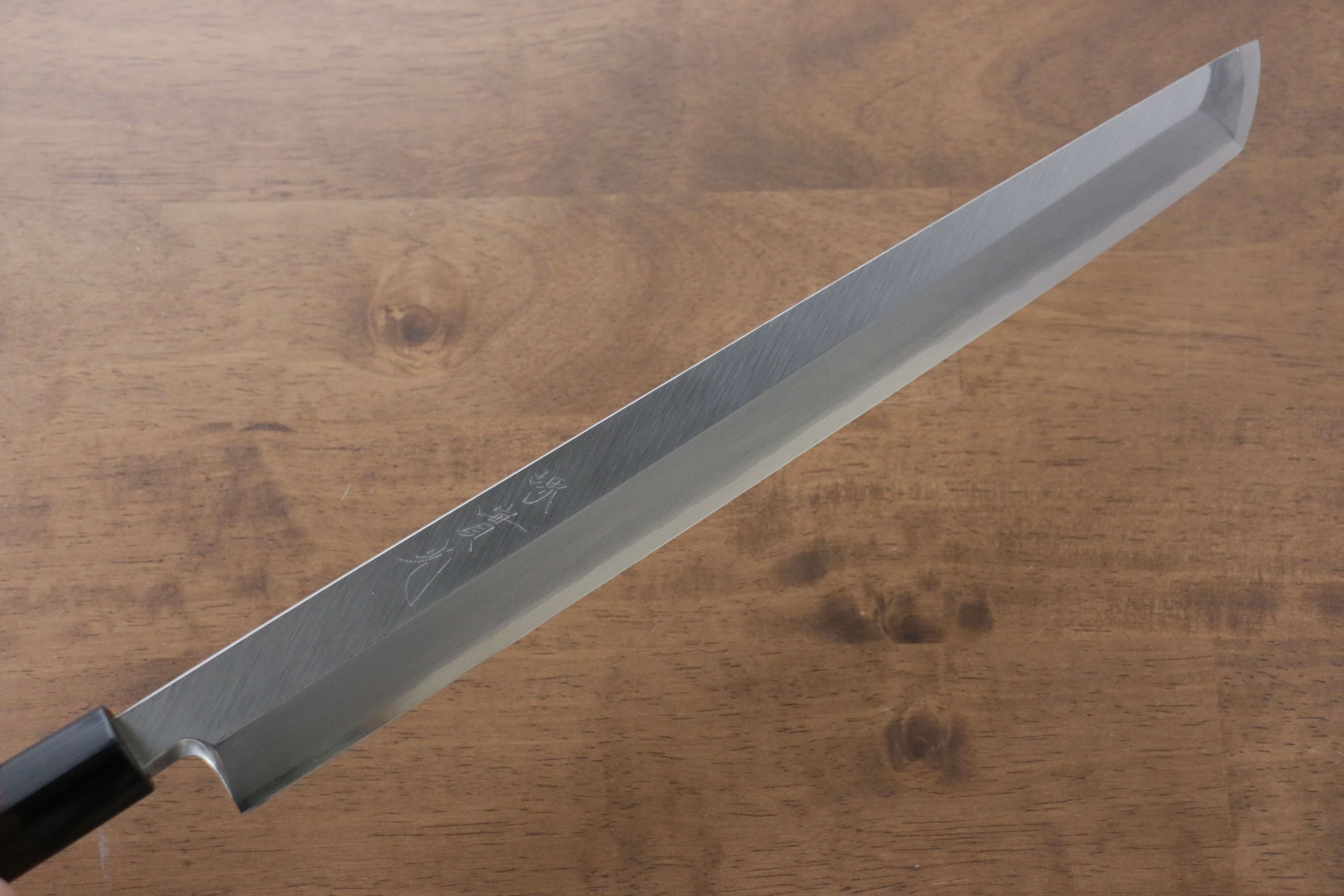 Premium Jikko Silver Steel No.3 Sakimaru Yanagiba 330mm - Japanese Sushi Knife with Ebony Handle - Perfect for Sushi Chefs & Professional Kitchen Use