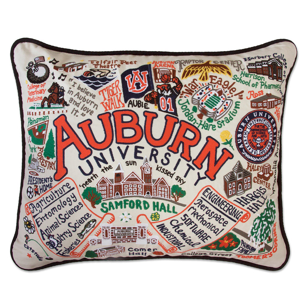 Auburn University Tigers Hand Embroidered Throw Pillow - College Football Decor for Dorm, Game Day & Home Decor