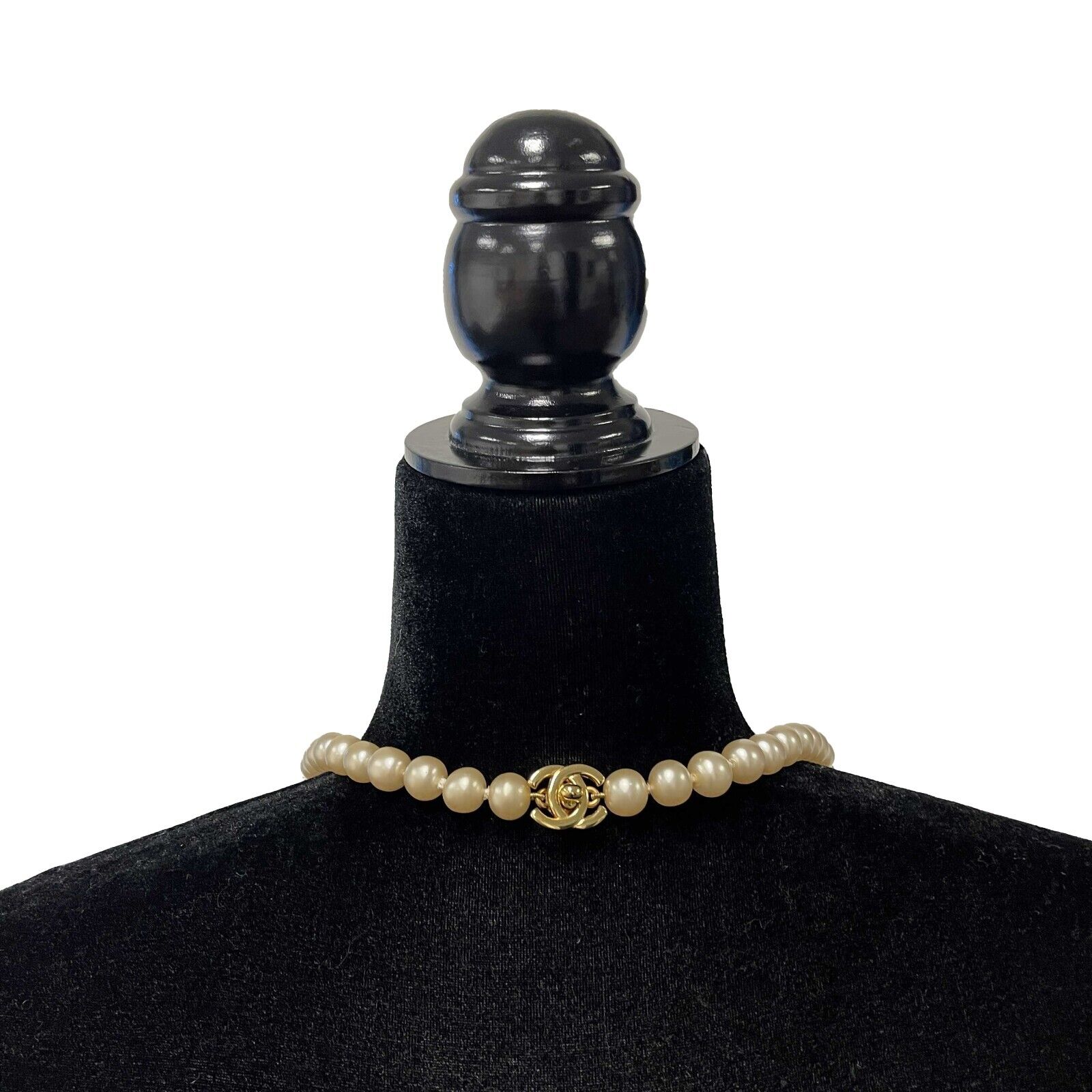 Vintage CHANEL 96P CC Logo Turn Lock Long Pearl & Gold Necklace - Elegant Statement Piece for Women, Perfect for Parties, Weddings & Special Occasions