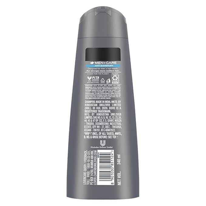 Dove Men+Care Anti Dandruff 2-in-1 Shampoo and Conditioner for Men, 11.49 Fl Oz (340ml) - Controls Dandruff & Soothes Scalp - Perfect for Daily Hair Care & Scalp Health