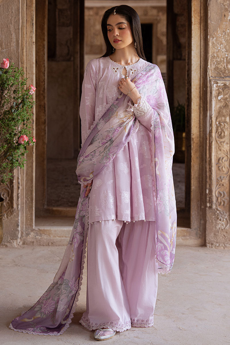 LAVENDER BLISS 3-Piece Jacquard Suit Set for Women | Elegant Floral Print Lounge Wear | Perfect for Home Relaxation, Spa Days & Special Occasions