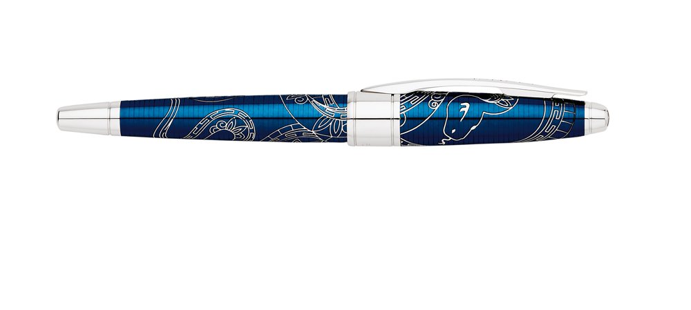 Year of The Snake Rolling Ball Pen - Blue Lacquer Gift for Chinese New Year, Zodiac Collectible, Smooth Writing for Office, School & Journaling
