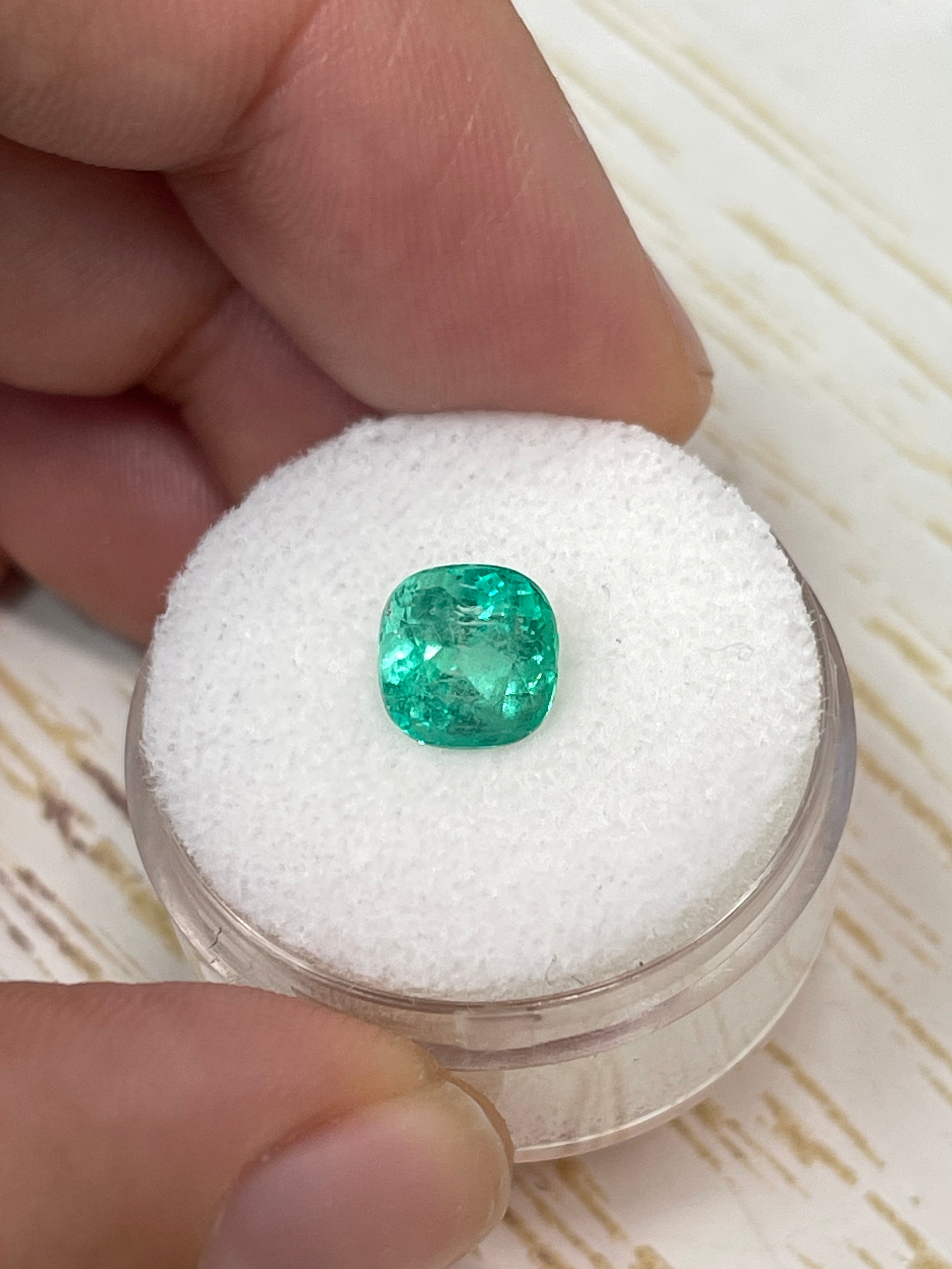 2.11 Carat Medium Green Natural Loose Colombian Emerald Cushion Cut 7.4x7.2mm - Perfect for Engagement Rings, Fine Jewelry & Collector's Gemstones