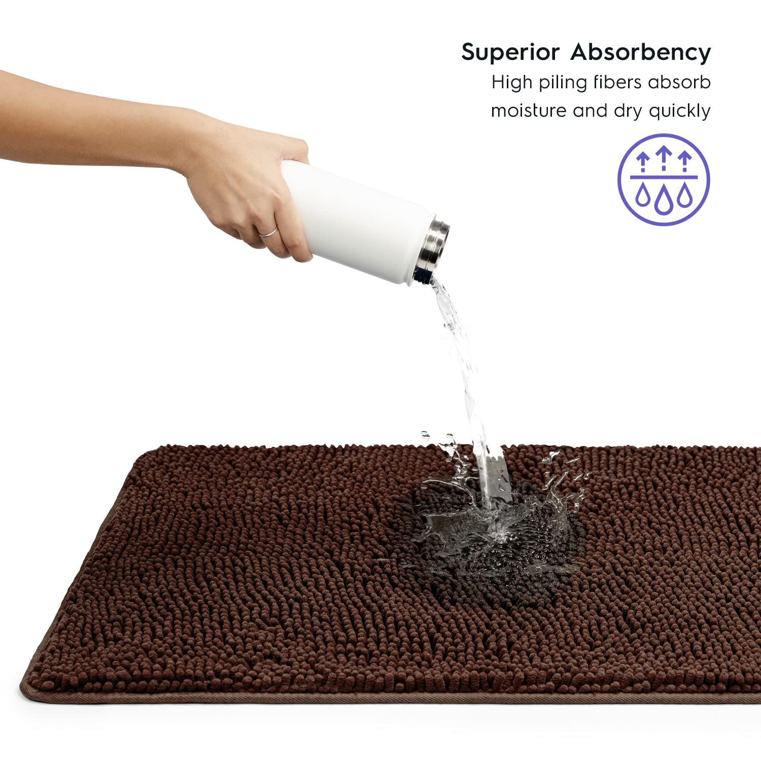 Premium Tafts Bathroom Rugs - Ultra Soft Chenille Microfiber Bath Mat with Memory Foam, Super Absorbent & Non-Slip (21