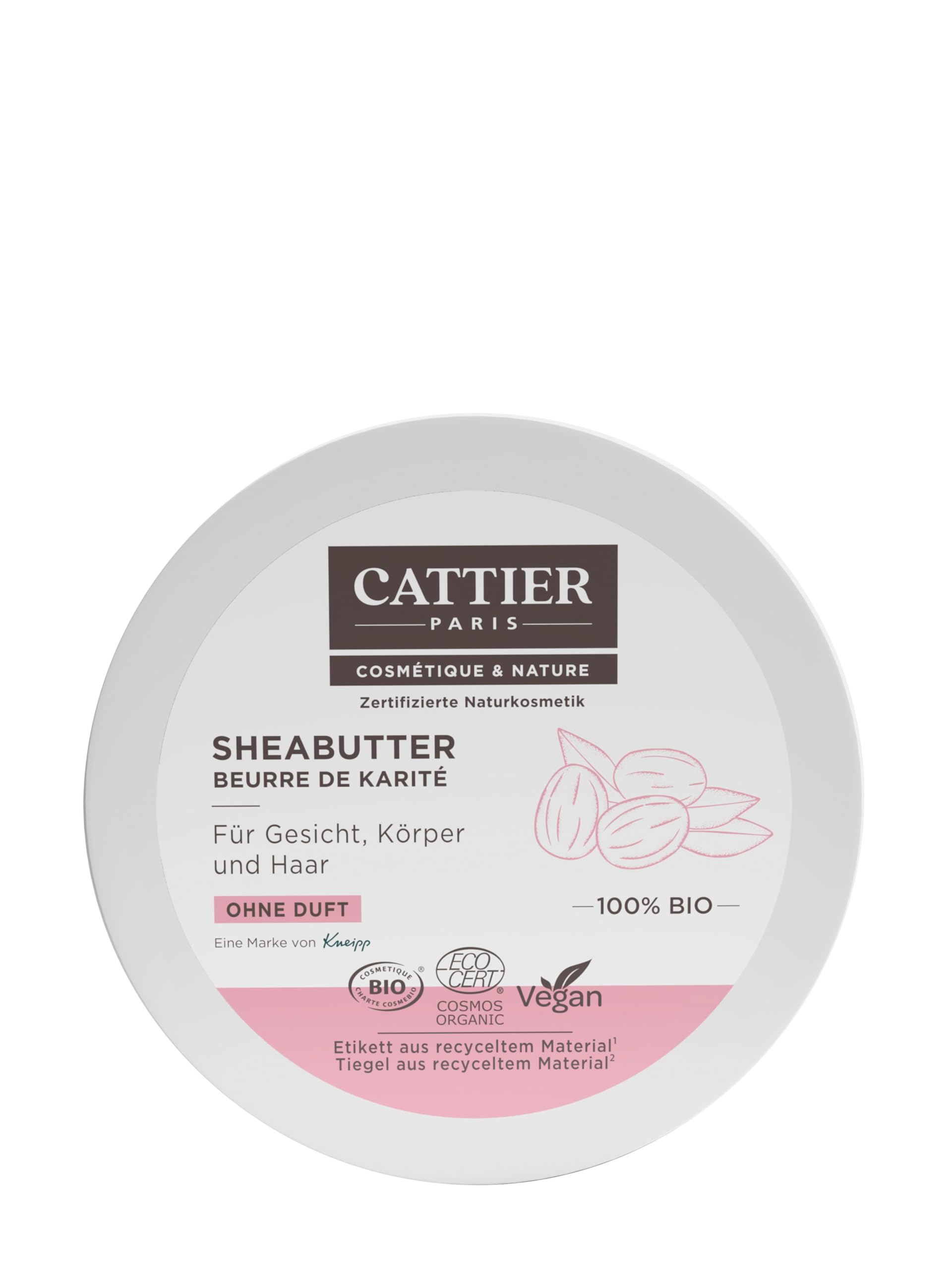 Cattier 100% Organic Shea Butter - 100ml for Dry Skin, Hair Care & Natural Moisturizer - Perfect for DIY Beauty & Body Lotion