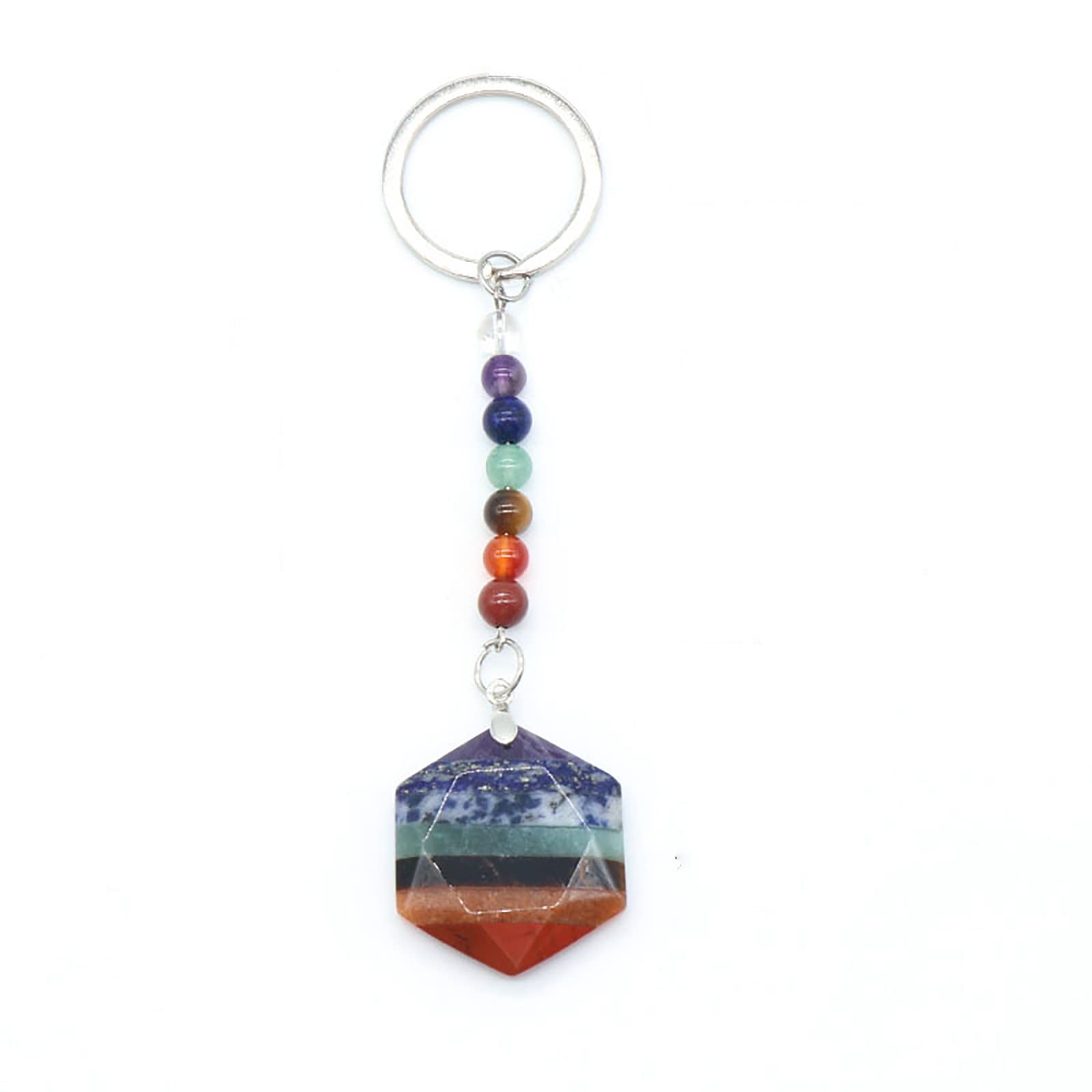 Lecoo 7 Chakra Healing Crystal Keychain for Women - Natural Gemstone Spiritual Key Ring with Star Charm - Perfect Car Keychain, Yoga Gift & Meditation Accessory (Great for Energy Healing, Stress Relief & Daily Use)