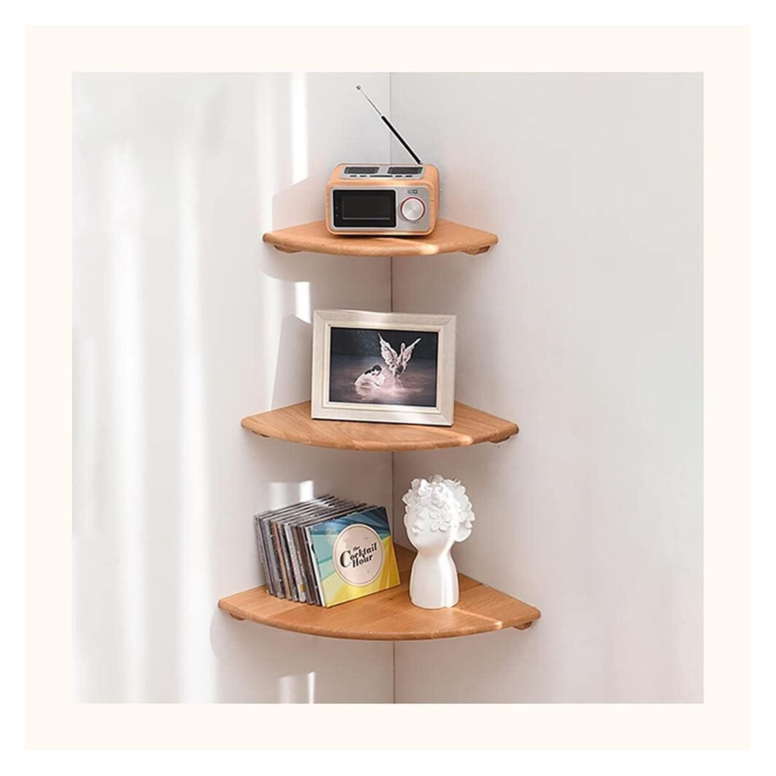 Floating Wall Shelf - Solid Wood Corner Shelves for Storage & Display, Farmhouse Style Bookshelf for Bedroom & Bathroom Organization | Perfect for Plants, Books & Home Decor
