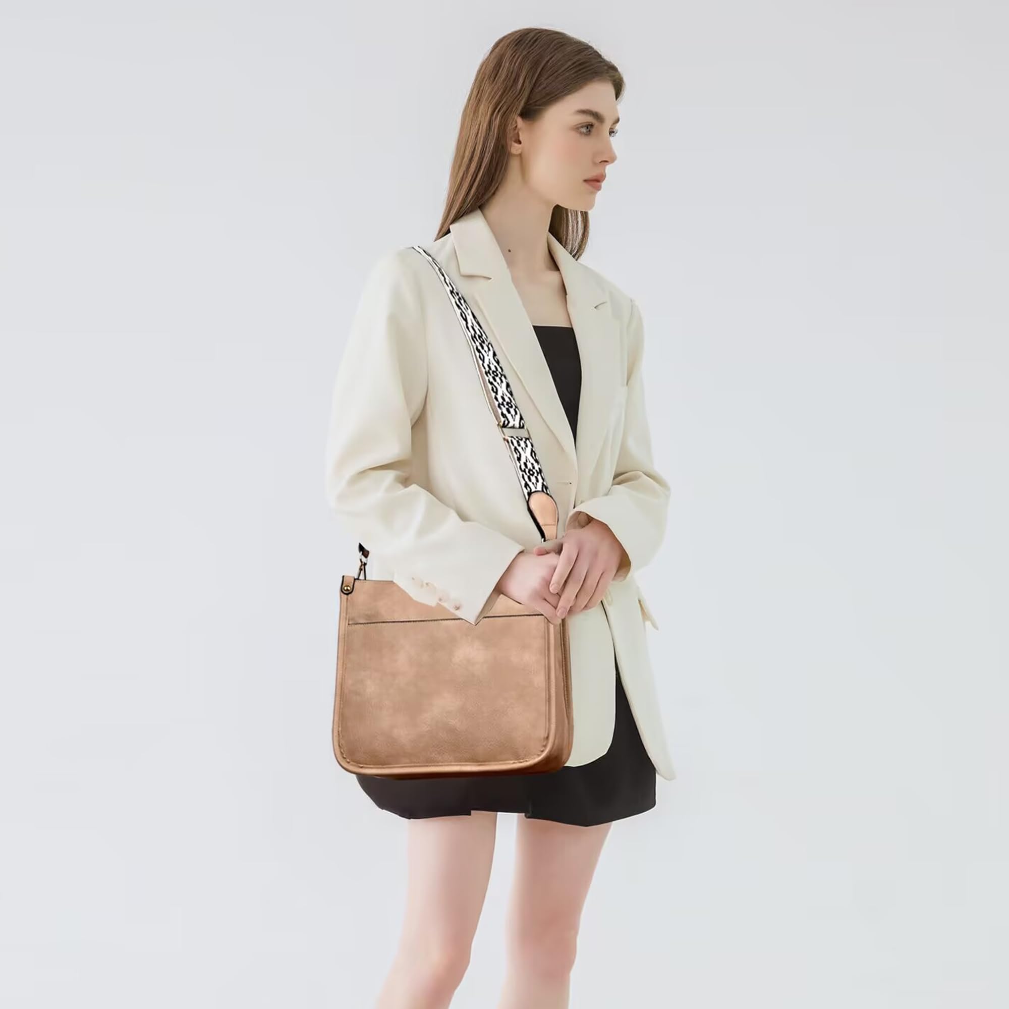 Women's Vegan Leather Crossbody Bags with Guitar Strap - Fashionable Hobo Shoulder Purse & 2-Piece Wallet Set | Perfect for Travel, Shopping, and Everyday Use