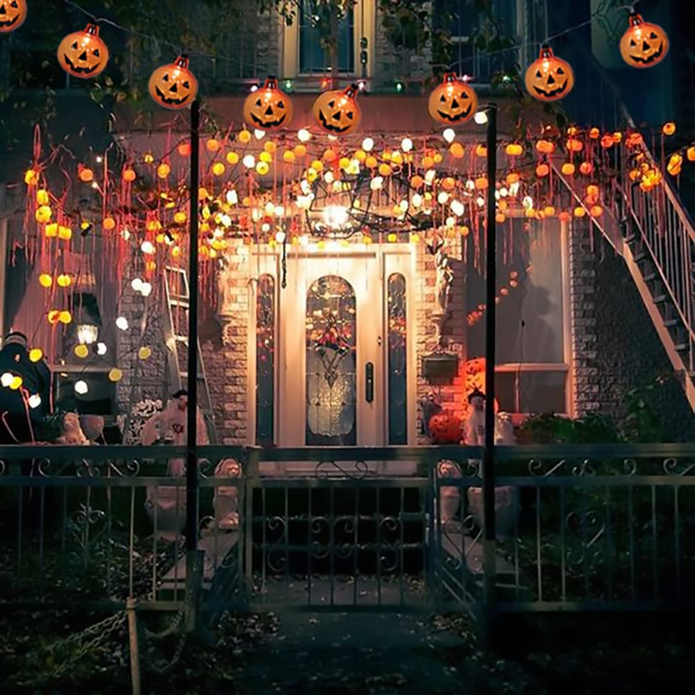 Halloween Pumpkin String Lights - 8.5Ft Outdoor/Indoor Decorative Lights with 10 LED Bulbs | Perfect for Halloween Party, Home, Yard, and Porch Decorations