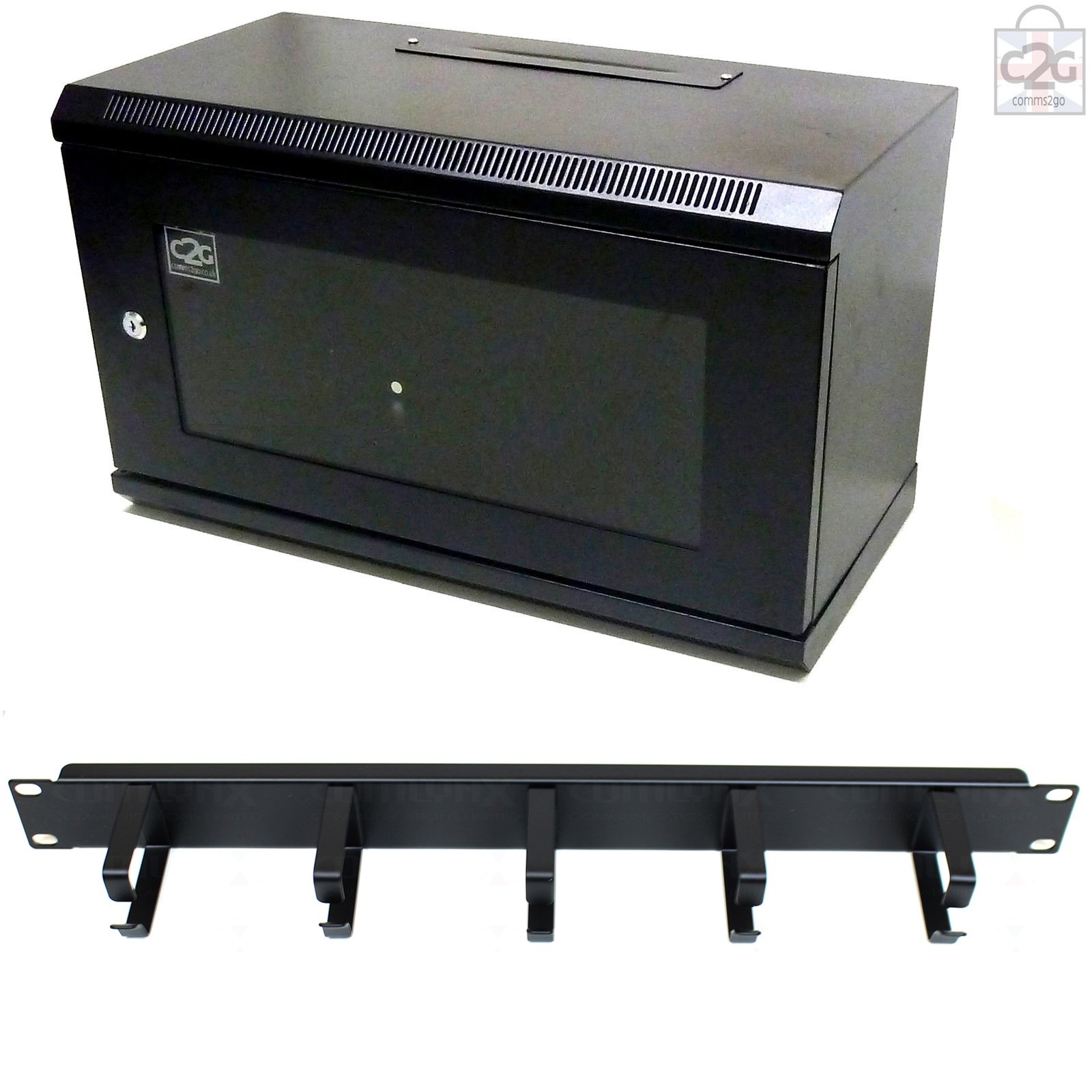 6U 300mm Black Wall Mount Network Server Rack Cabinet with Jumper Ring Tidy Bar - Perfect for Home Office, Data Center & Network Equipment Organization