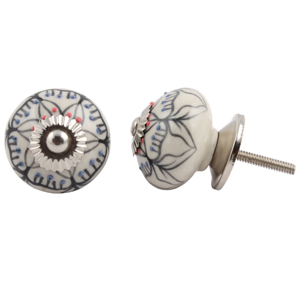 20 Pieces Floral Ceramic Black Luxury Drawer Knobs - Premium Kitchen Cabinet Hardware & Dresser Pulls for Home Decor Upgrade - Perfect for Bedroom, Bathroom, and Office Furniture Renovation