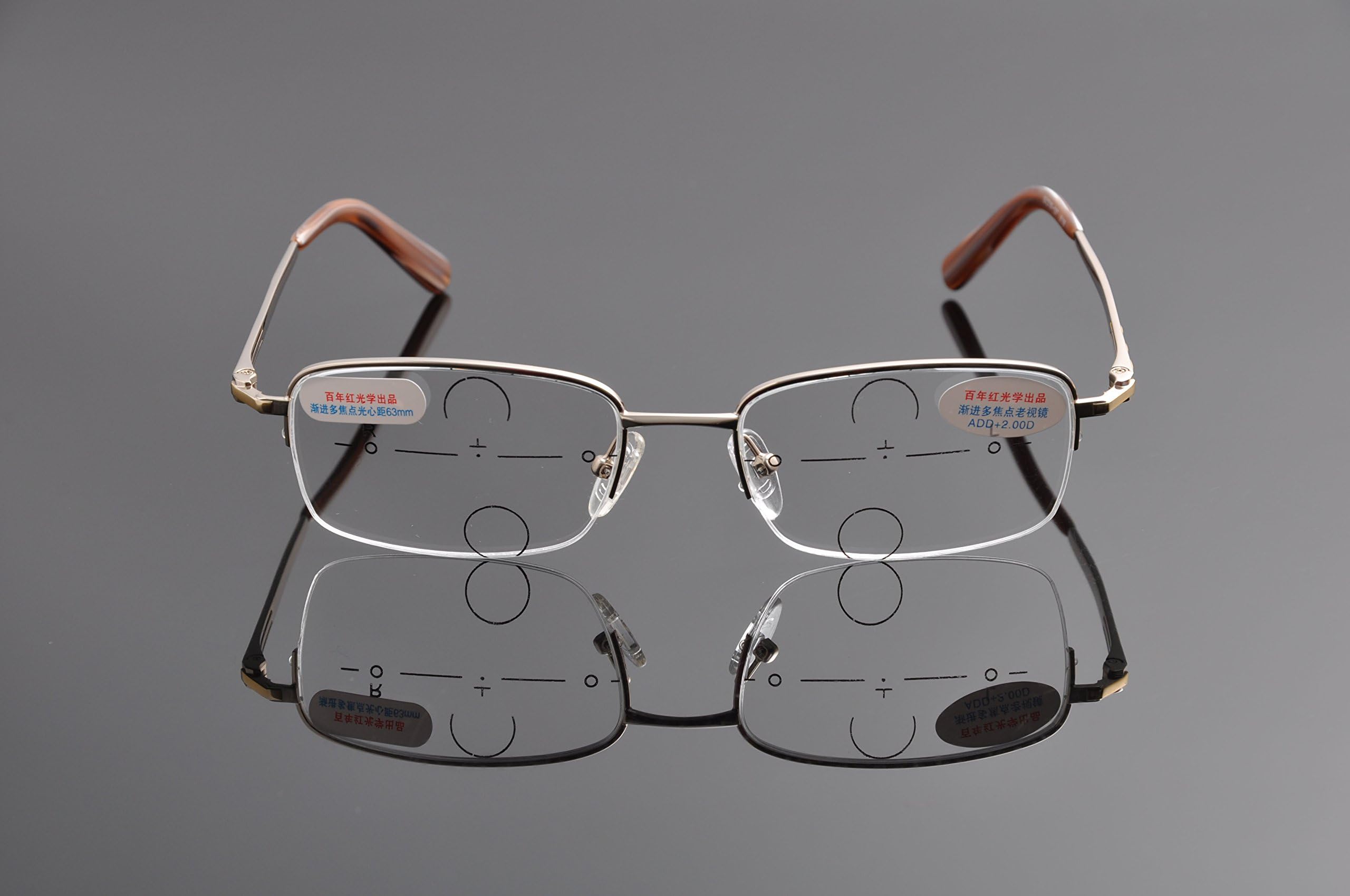 Stylish Men's Metal Progressive Reading Glasses - Silver & Gold Frames for Computer Work, Reading & Everyday Use