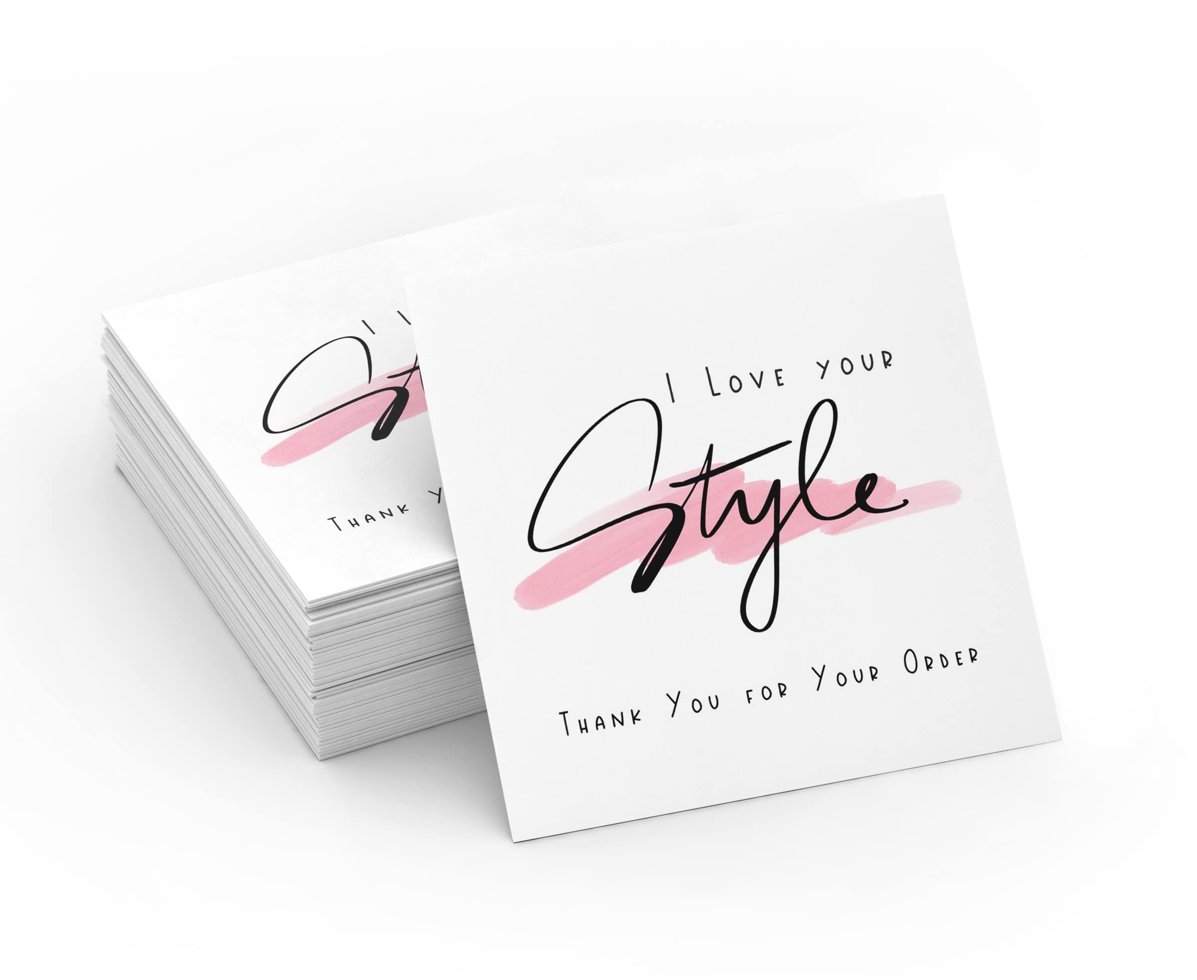 25 Pack Thank You Cards for Small Business - 3x3 Inch Black, White & Pink Thank You for Your Purchase/Order/Support Cards - Perfect for Etsy Sellers, Retail Shops & Customer Appreciation Gifts