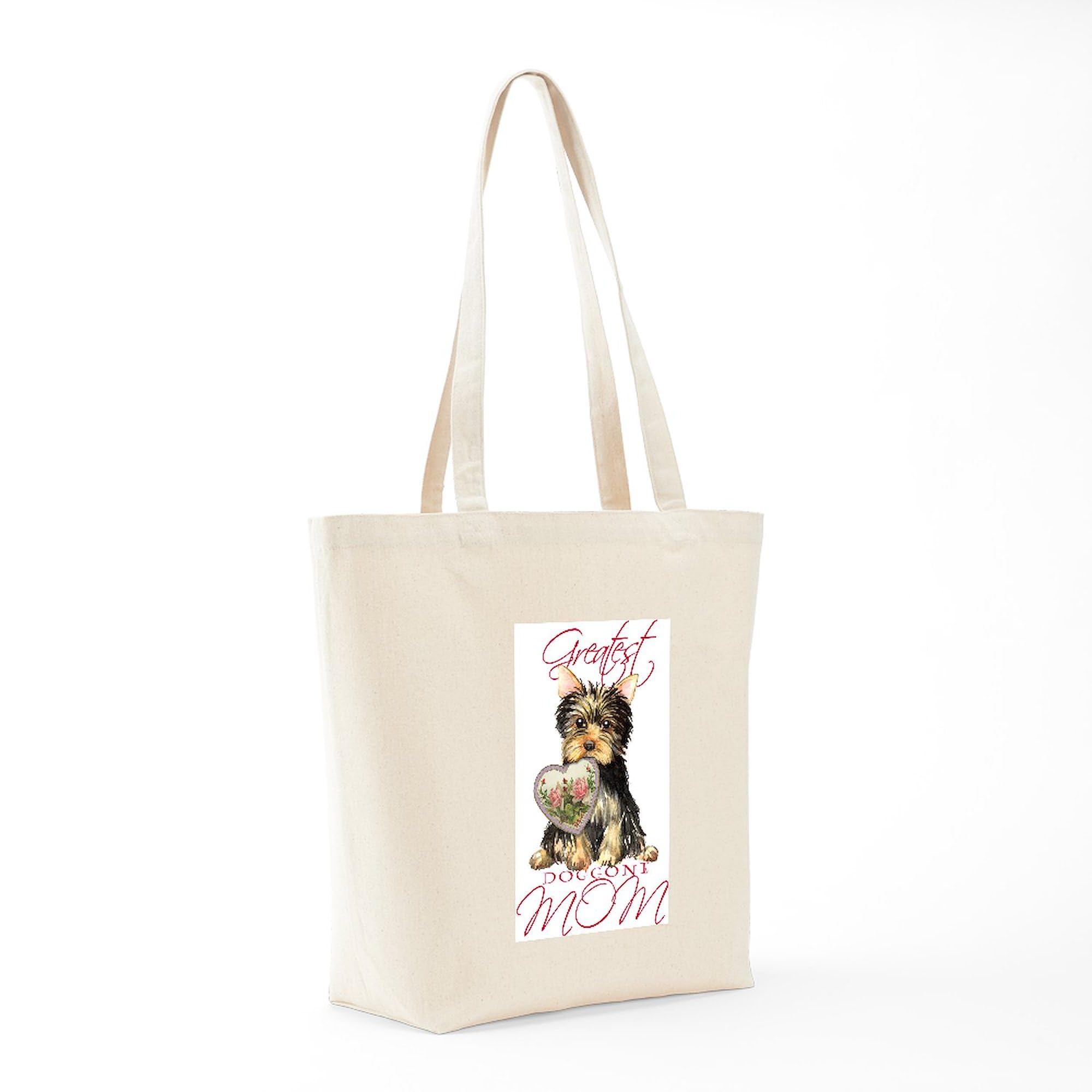 Yorkie Mom Tote Bag - Natural Canvas Reusable Shopping Bag for Women | Perfect for Groceries, Beach Trips & Everyday Use