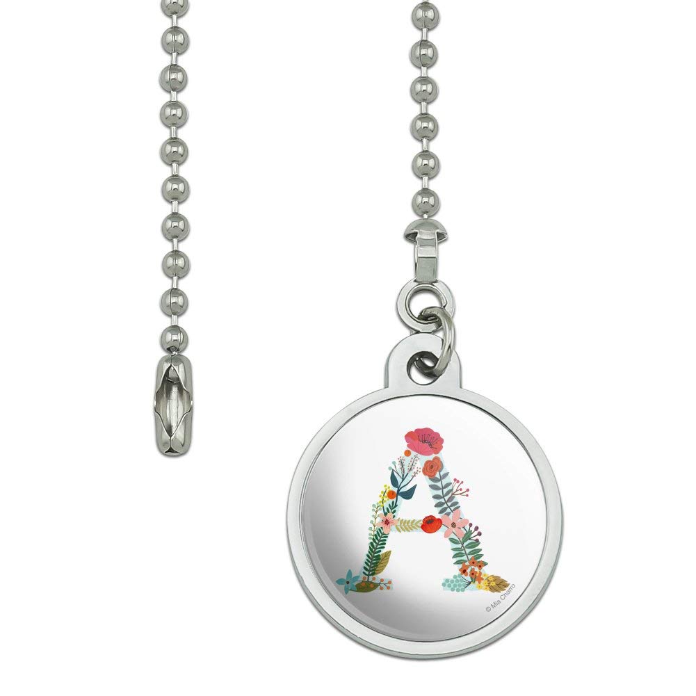Floral Letter A Ceiling Fan Pull Chain - Decorative Light Switch Pull for Bedroom, Living Room, and Nursery Decor