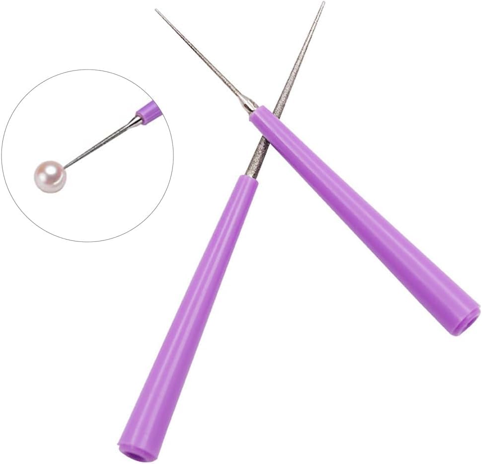 2-Piece Purple Diamond Tipped Bead Reamer Tool Set for DIY Jewelry Making - Pearl & Bead Hole Expander & Enlarger Hand Tools - Perfect for Crafting Necklaces, Bracelets & Earrings