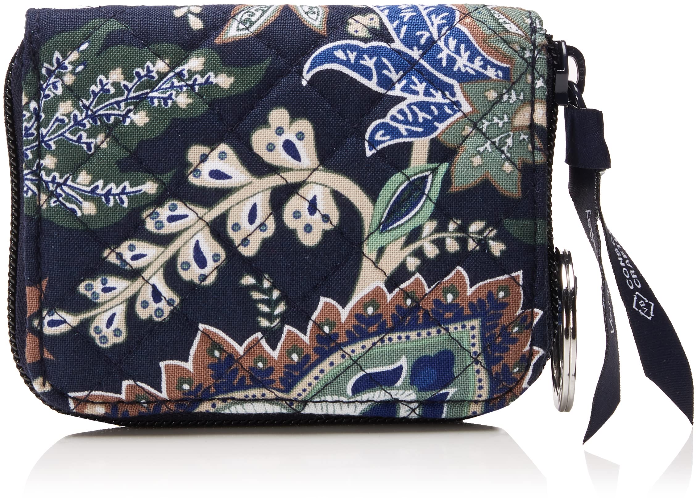 Vera Bradley RFID Blocking Women's Cotton Petite Zip-Around Wallet - Secure Compact Card Holder for Travel, Shopping & Everyday Use