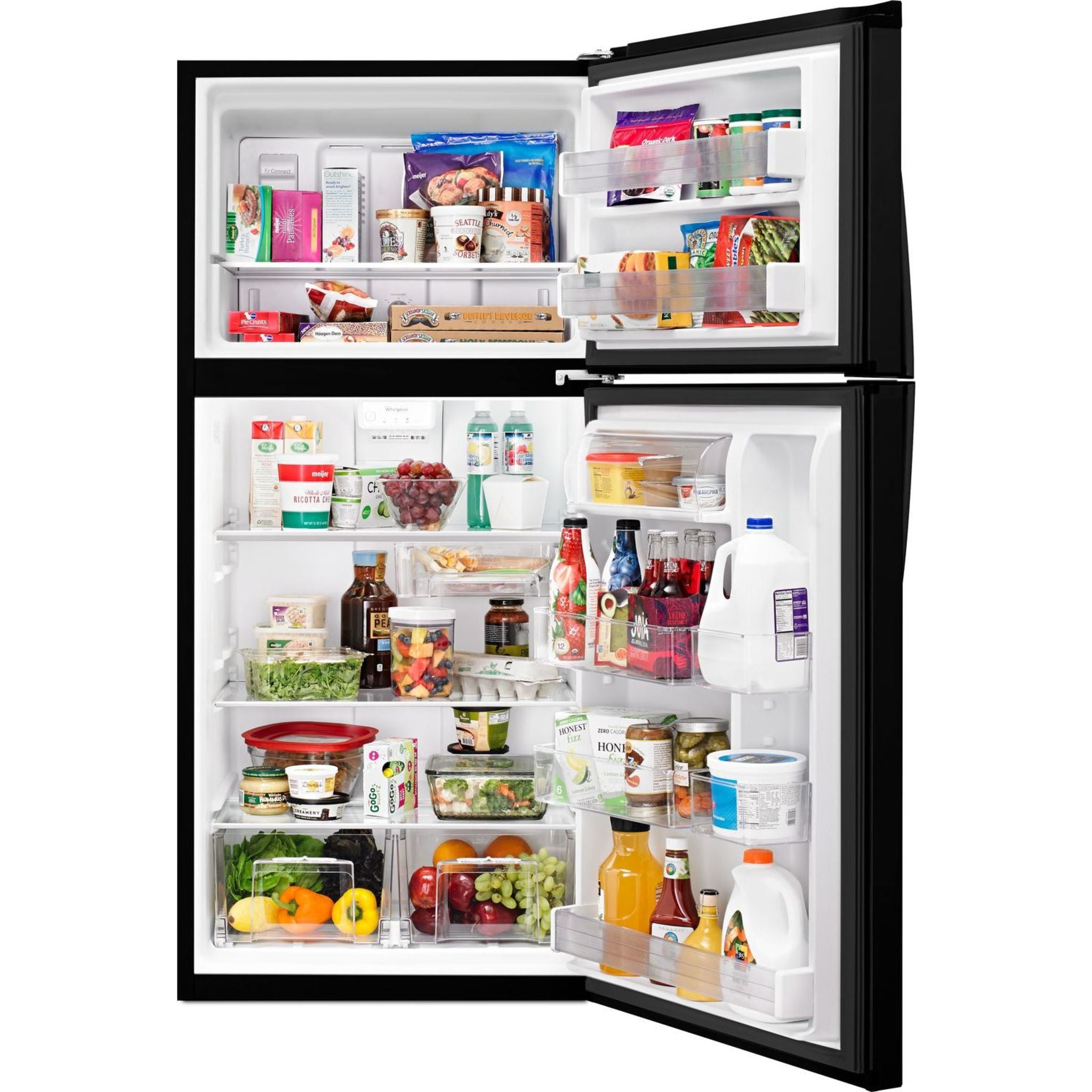 Whirlpool WRT519SZDB 18.3 Cu. Ft. Top Freezer Refrigerator in Black - Energy Efficient, Spacious Design for Kitchens & Home Use