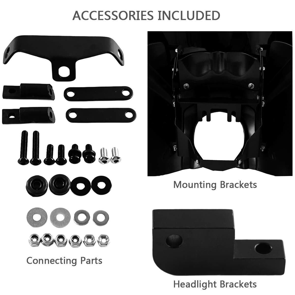 FATECIM 15'' Dark Smoke Motorcycle Headlight Fairing Cover for 2006-2017 Harley-Davidson Dyna - Easy Installation Upgrade for Wind Protection & Style Enhancement