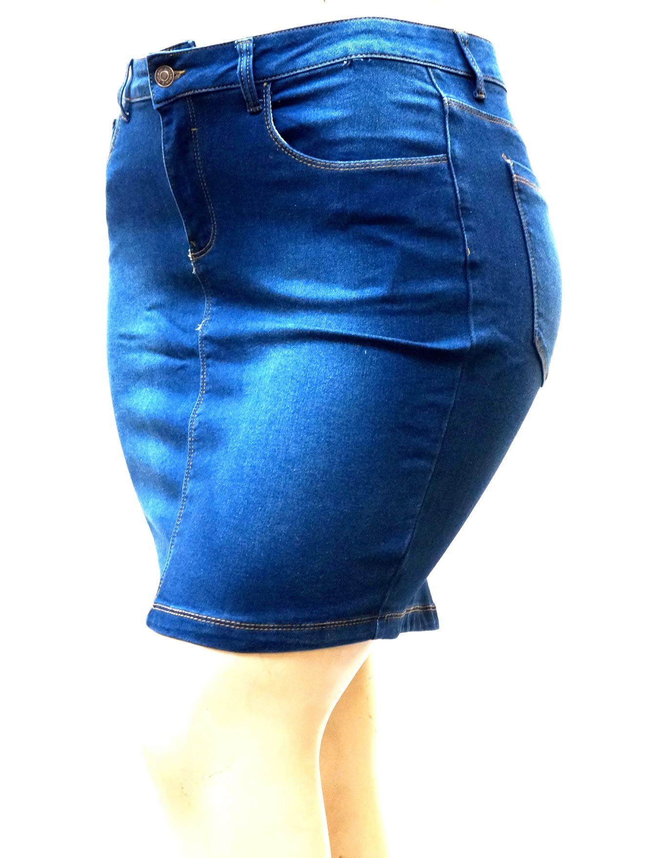 Jack David & Voir Twill Women's Plus Size Stretch Denim Button Front Skirt - 1X 2X 3X - Comfortable & Stylish for Casual Wear, Office Outfits & Date Nights