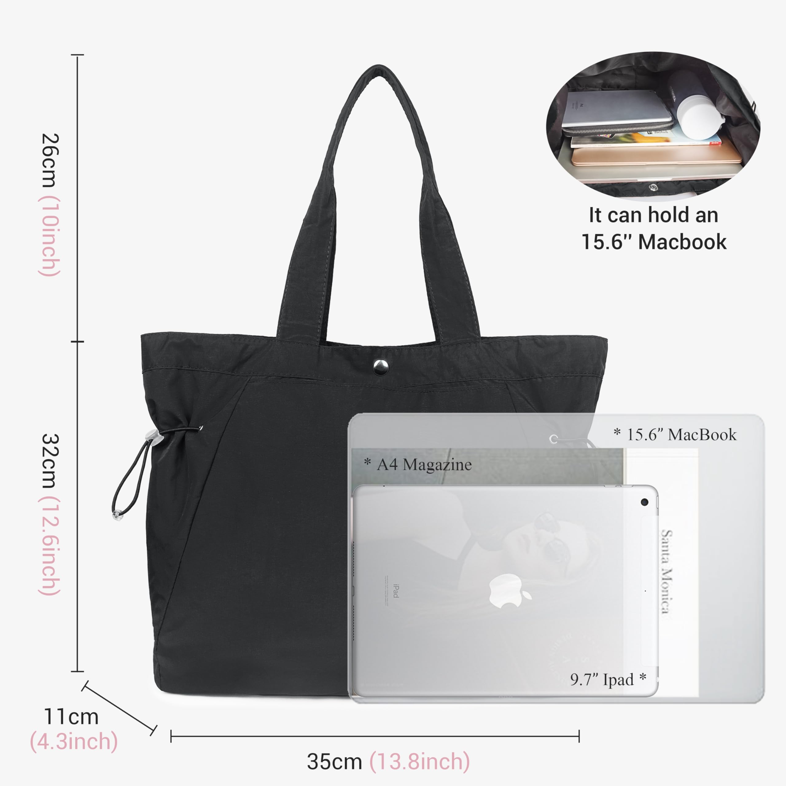 VOLGANIK ROCK Large Tote Bags for Women - Lightweight Shoulder Bag, Gym Bag, Beach Tote & Travel Handbag - Perfect for Work, Gym, Beach Trips & Weekend Getaways