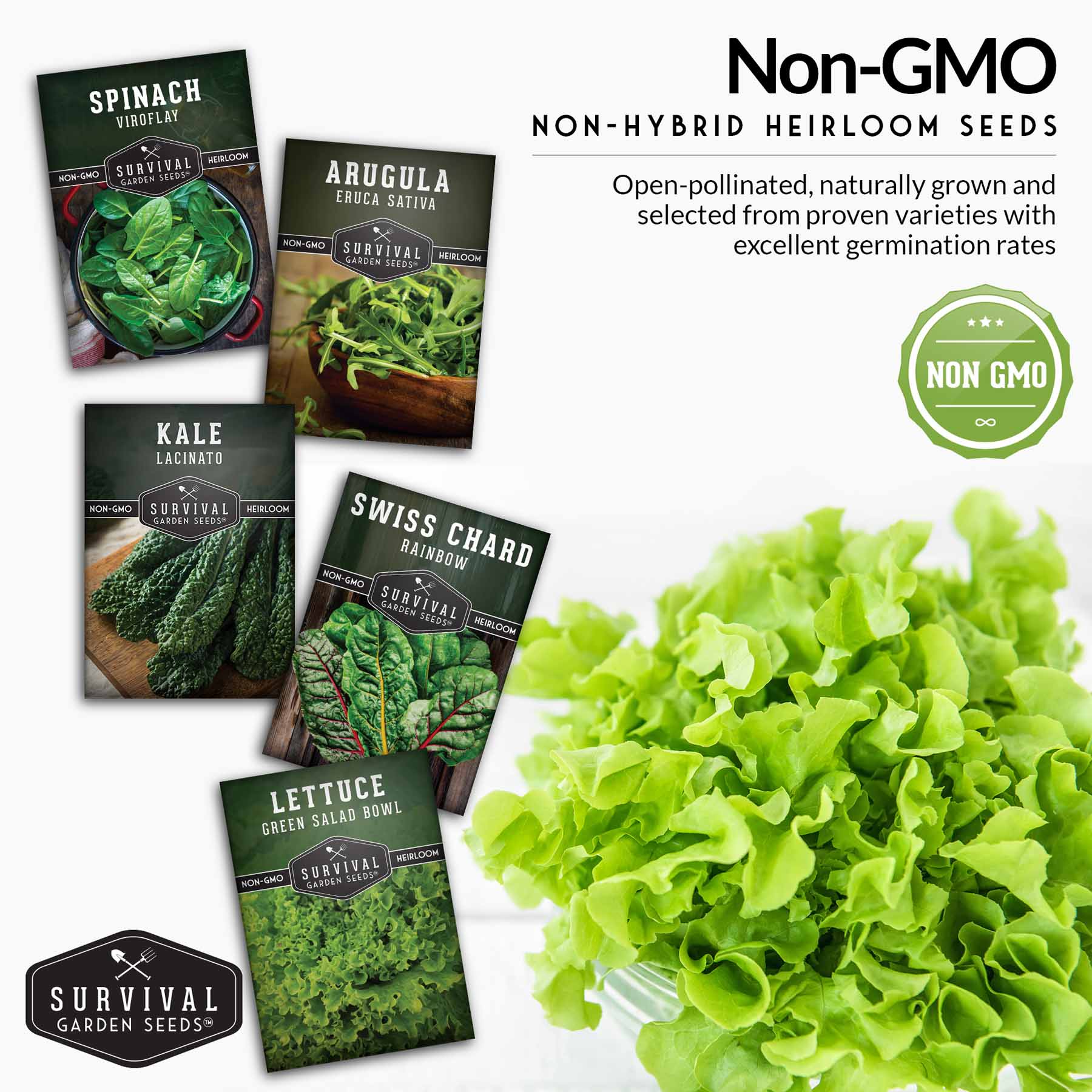 Organic Greens Collection - Fresh Spinach, Arugula, Kale, Lettuce & Swiss Chard Mix for Salads, Smoothies & Healthy Meals | Farm-to-Table Leafy Greens for Vegan, Keto & Paleo Diets