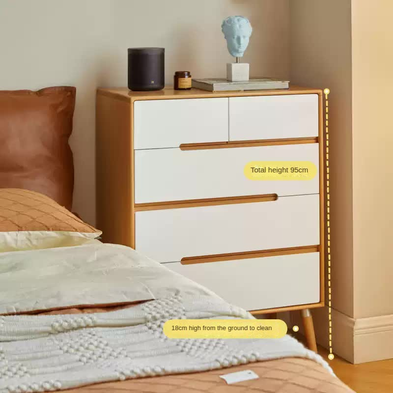 Solid Poplar Wood Chest of Drawers - 5-Drawer Storage Organizer for Bedroom, Living Room & Office | Natural Wood Dresser with Smooth Gliding Drawers