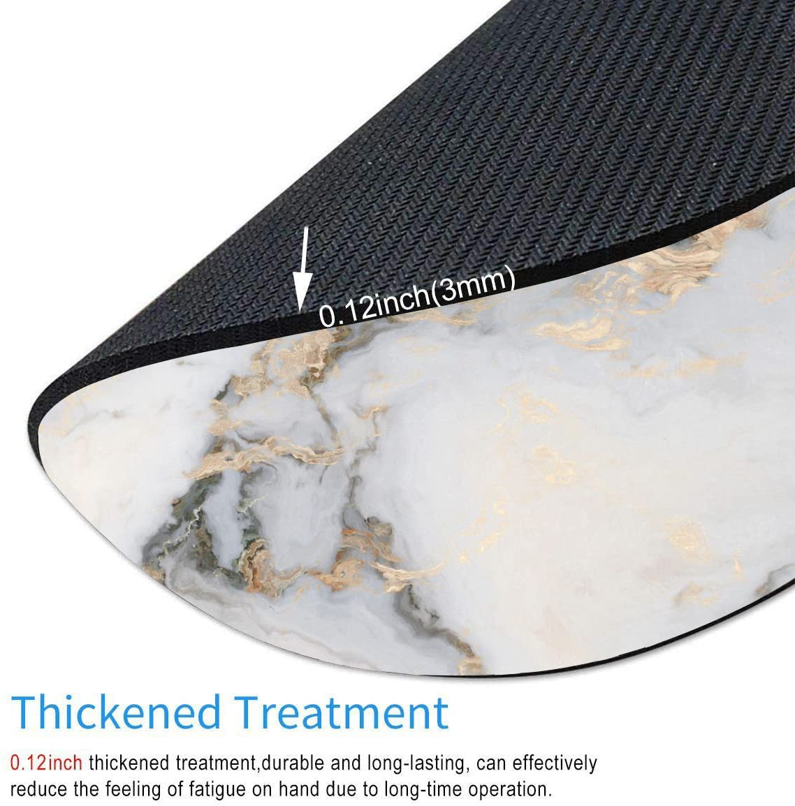Premium White Gold Marble Customized Round Mouse Pad - Non-Slip Rubber Base, Washable Lycra Cloth Surface for Wireless Mouse | Perfect for Office, Gaming & Home Computer Setup