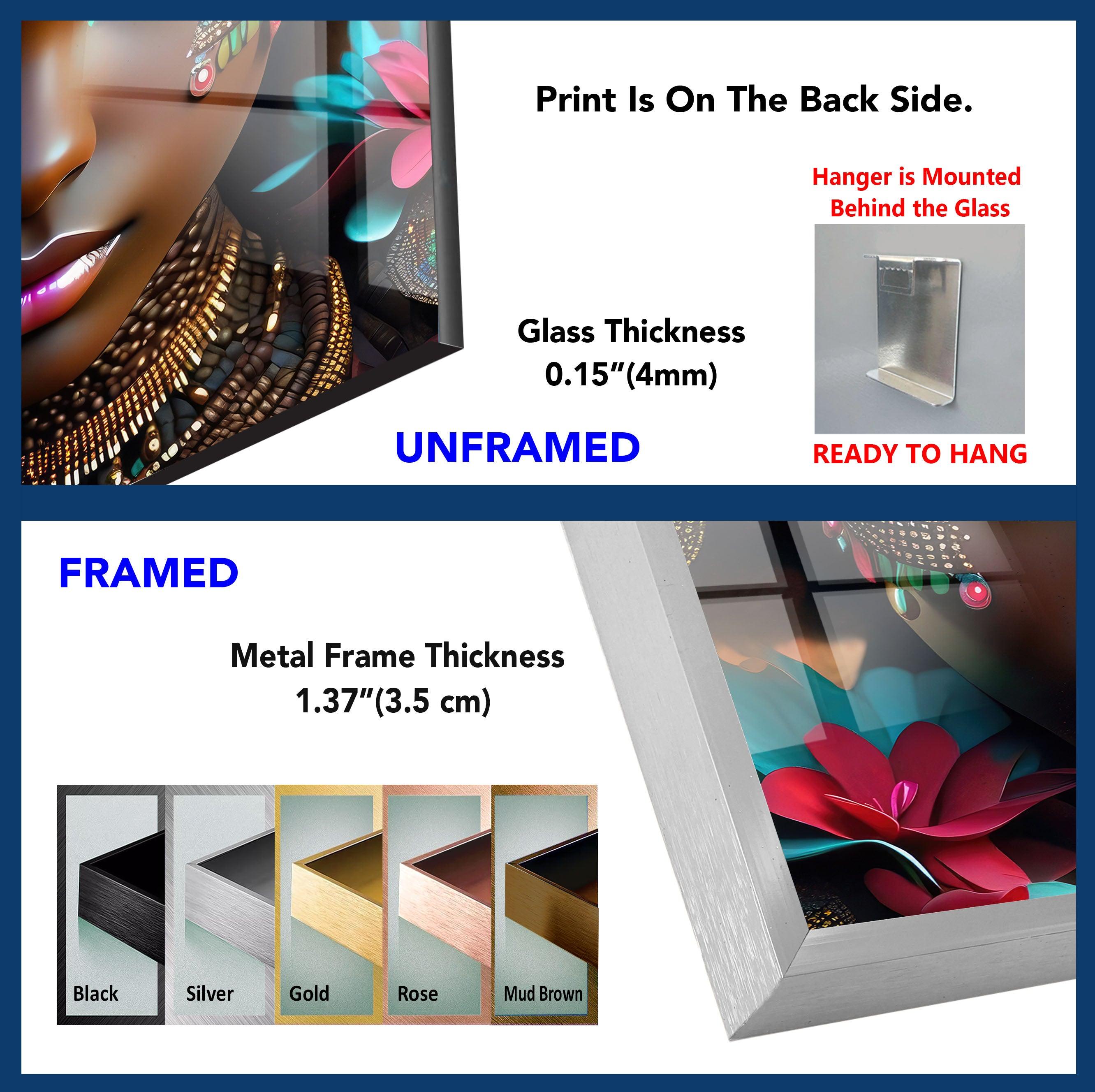 Vibrant African Woman Glass Wall Art - Handmade Modern Home Decor for Living Room, Bedroom & Office - Unique Gift Idea for Housewarming & Holidays