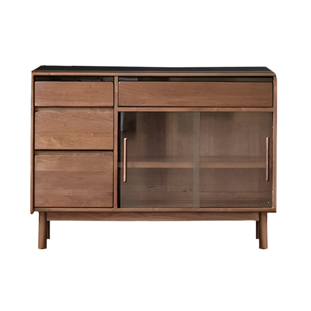 Premium Black Walnut Solid Wood Sideboard - Modern Luxury Buffet Cabinet for Dining Room, Living Room & Entryway Storage