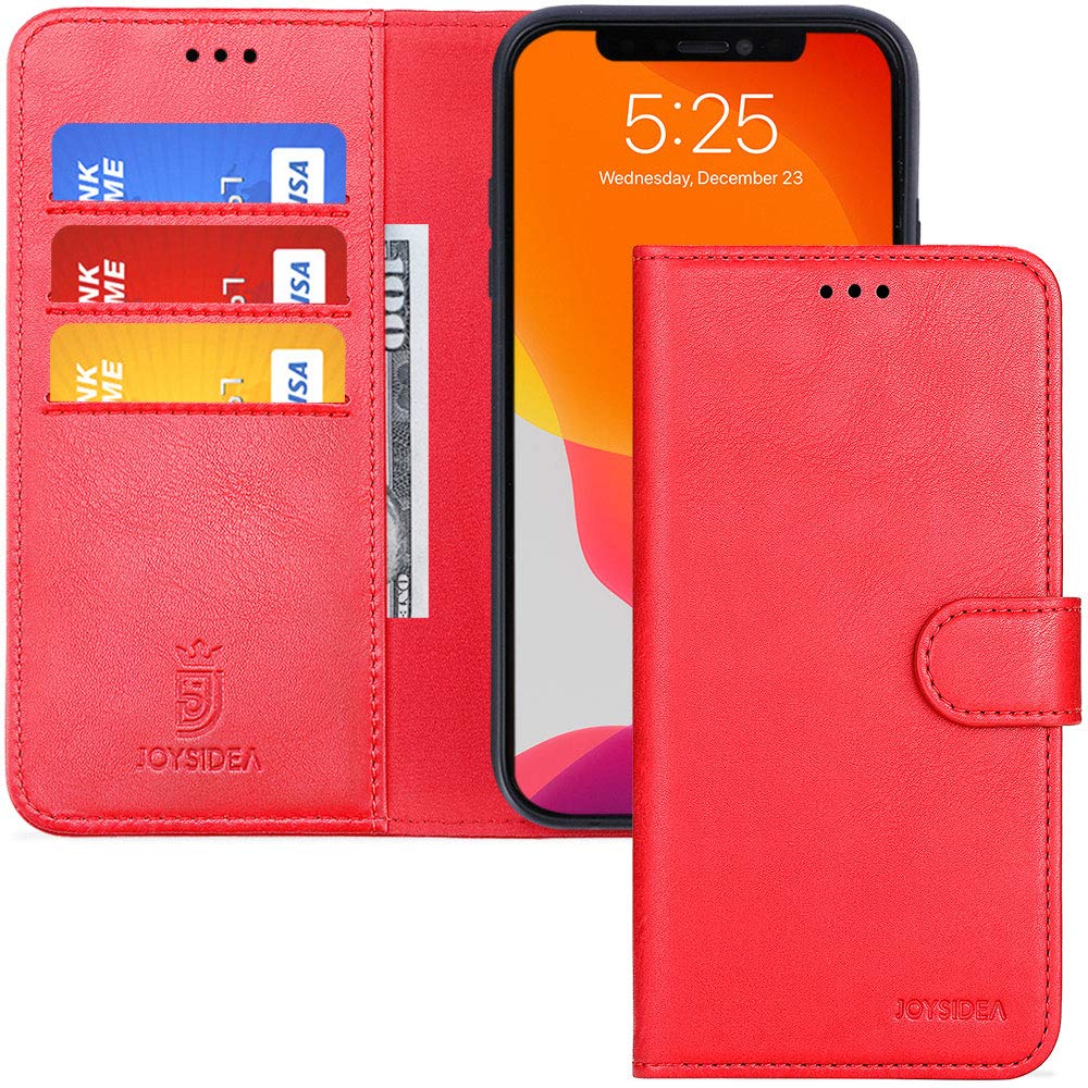 JOYSIDEA iPhone 11 Pro Max Wallet Case - PU Leather Magnetic Flip Folio Cover with Credit Card Slots, Kickstand & Shockproof Protection for iPhone 11 Pro Max 6.5 Inch (Red) | Perfect for Business, Travel & Everyday Use