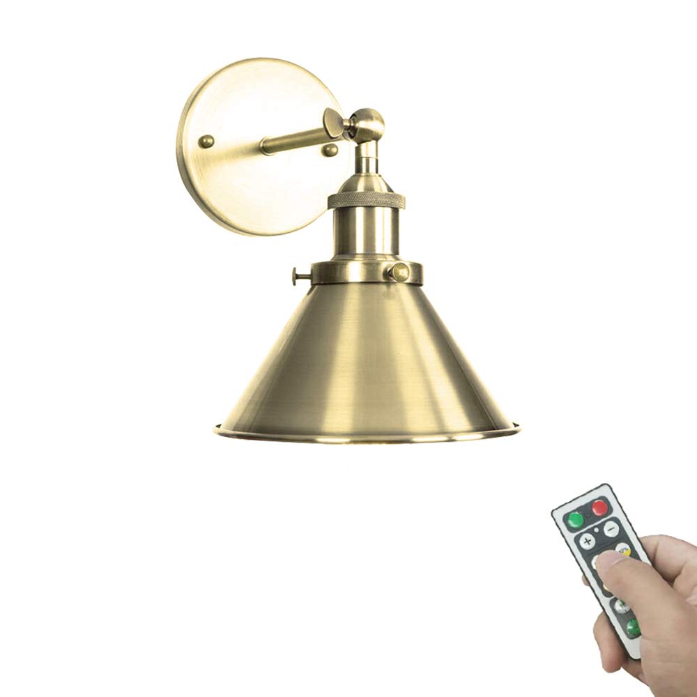 ANYE 55 Lumens LED Dimmer Wall Lamp - Vintage Bronze Shade, Adjustable Angle, Battery Operated (Battery Not Included) - Perfect for Loft, Mirror Lighting & Home Decor