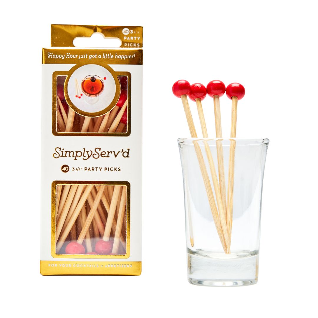 Vibrant Red 3.5 Inch Wooden Party Picks - 40 Pack with Gift Box | Perfect for Birthday Celebrations, Wedding Favors, and Dessert Decorations