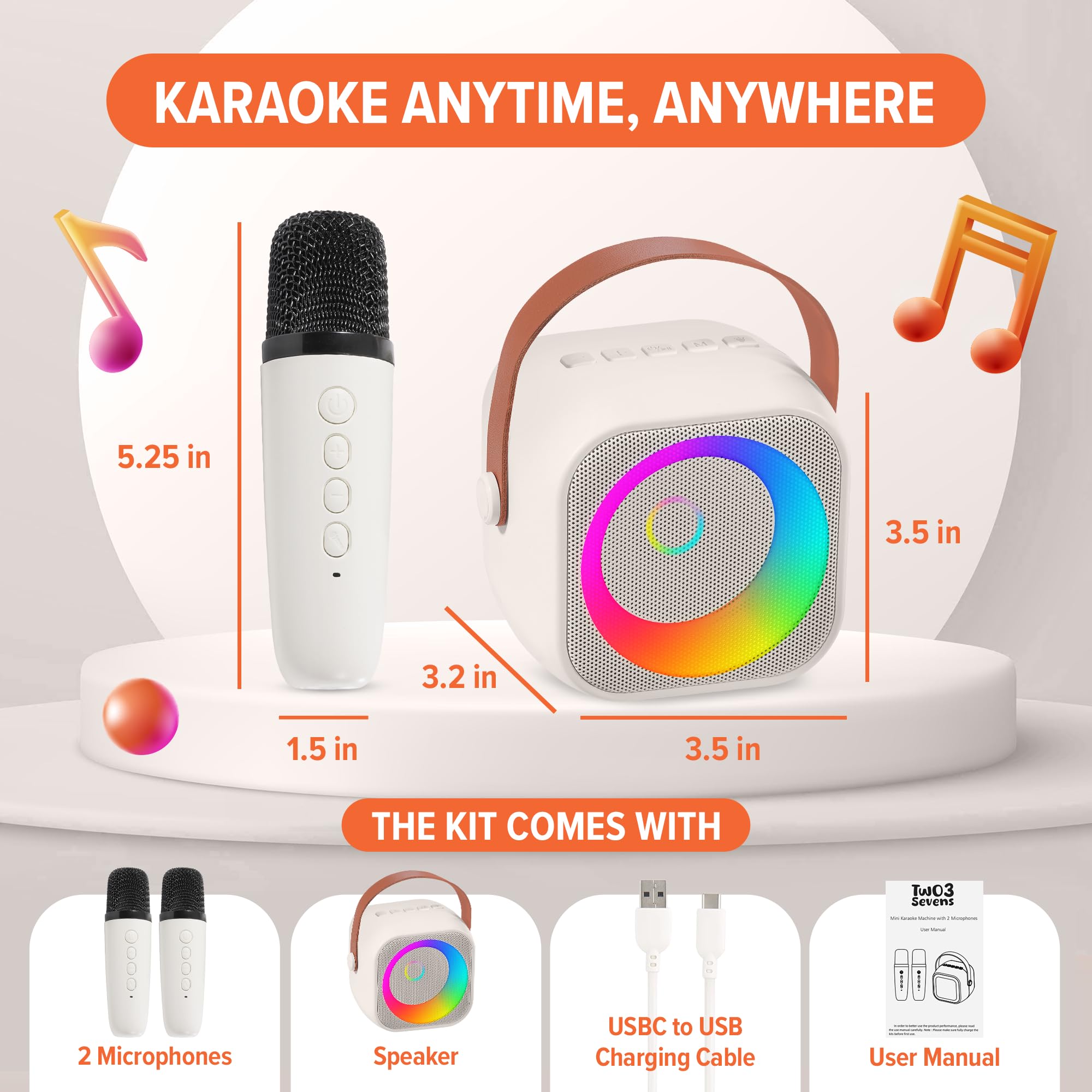 Portable Kids Karaoke Machine with Bluetooth - 25 Built-in Children's Songs, 2 Wireless Microphones - Perfect Birthday & Easter Gift for Toddlers Ages 2-5 | Home Entertainment, Party Fun & Singing Practice