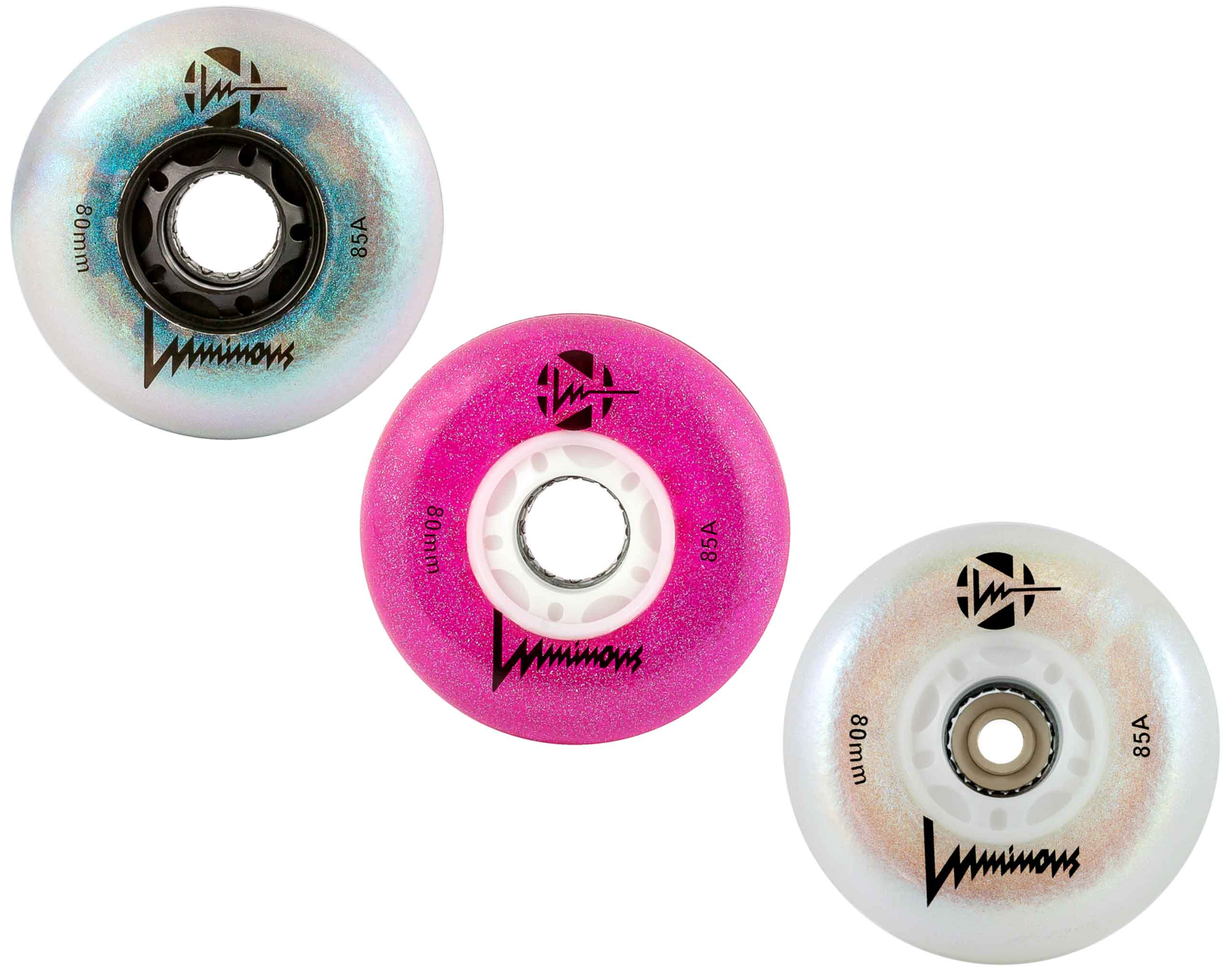 Luminous LED Inline Wheels 72mm 85a 4pk - Glow in The Dark Skate Wheels for Night Skating, Roller Derby & Outdoor Rollerblading