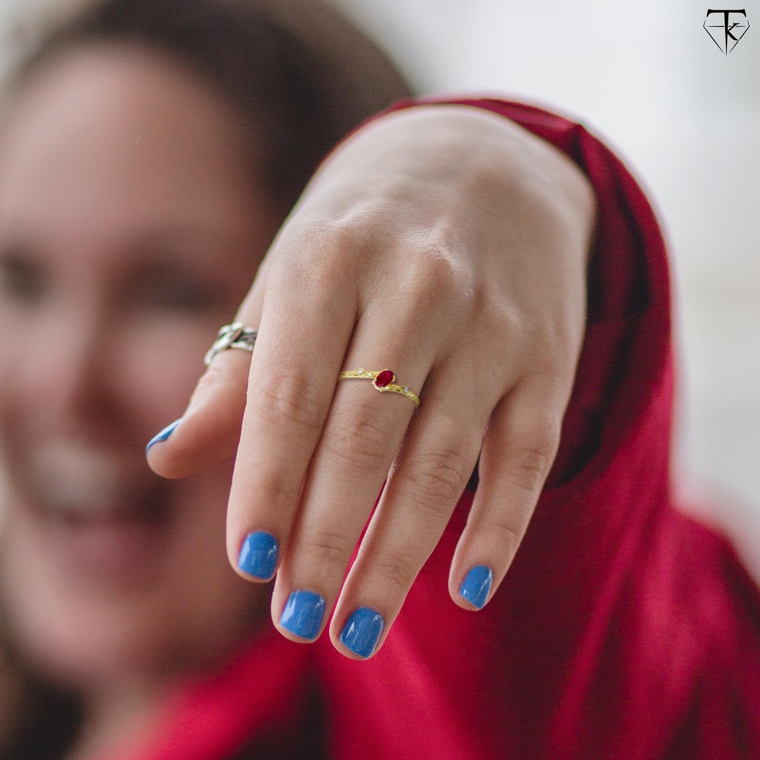 10K Gold Dainty Diamond & Genuine Oval Solitaire Ruby Birthstone Ring for Women - Red Gemstone Promise Ring, Stackable Fine Gold Jewelry Gift (Made in USA) | Perfect for Valentine's Day, Anniversary Gifts & Everyday Elegant Wear