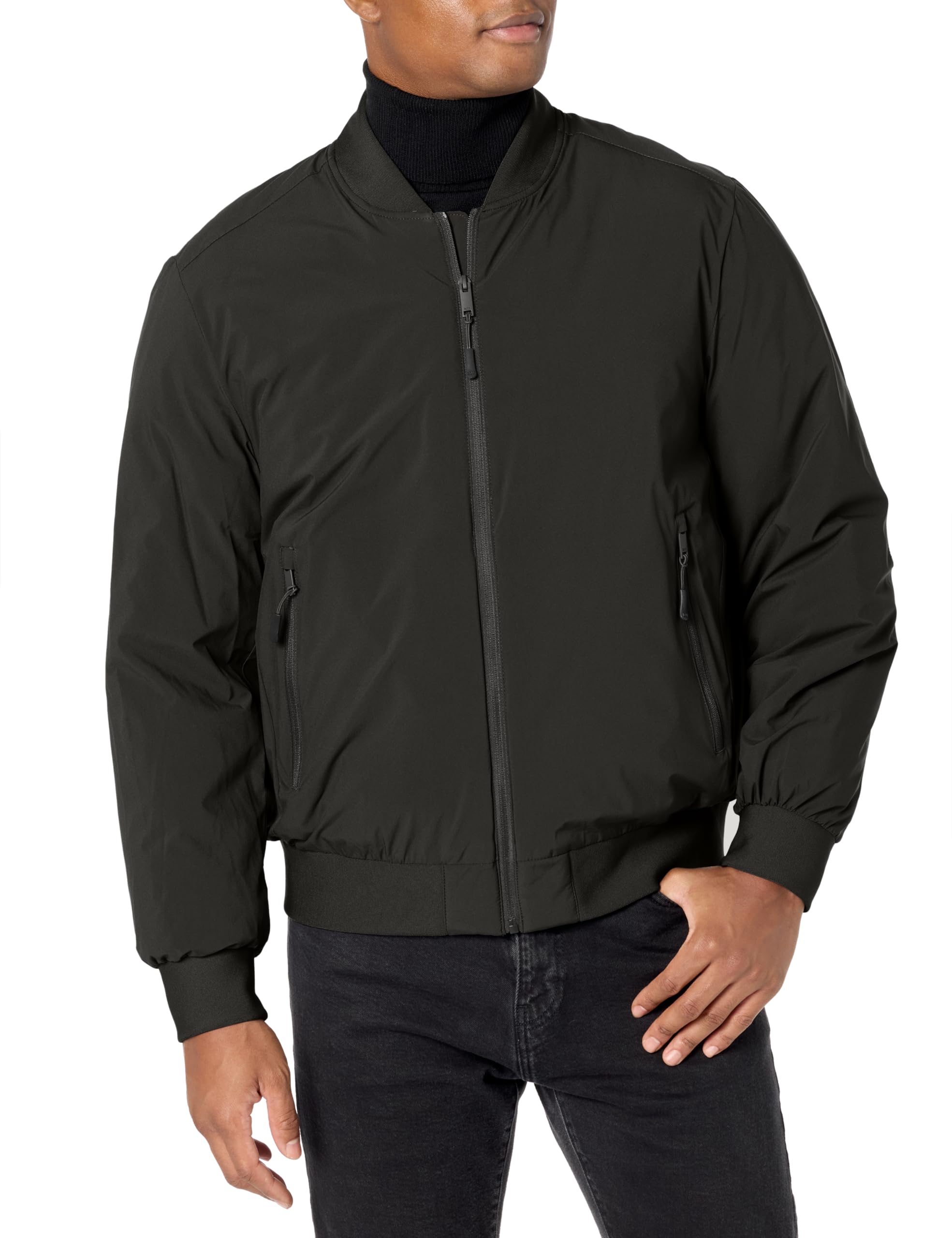 DKNY Men's Clean Zip Front Bomber Jacket - Lightweight Casual Outerwear for Fall & Spring | Perfect for Streetwear, Travel & Everyday Wear