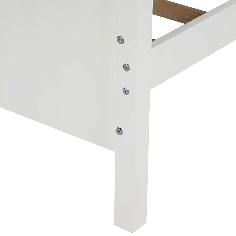 Twin Size Wooden Platform Bed Frame with Headboard & Footboard - Sturdy 10-Slat Support, Perfect for Kids, Girls & Boys Bedroom (White) - Ideal for Small Spaces, Dorm Rooms & Cozy Bedrooms