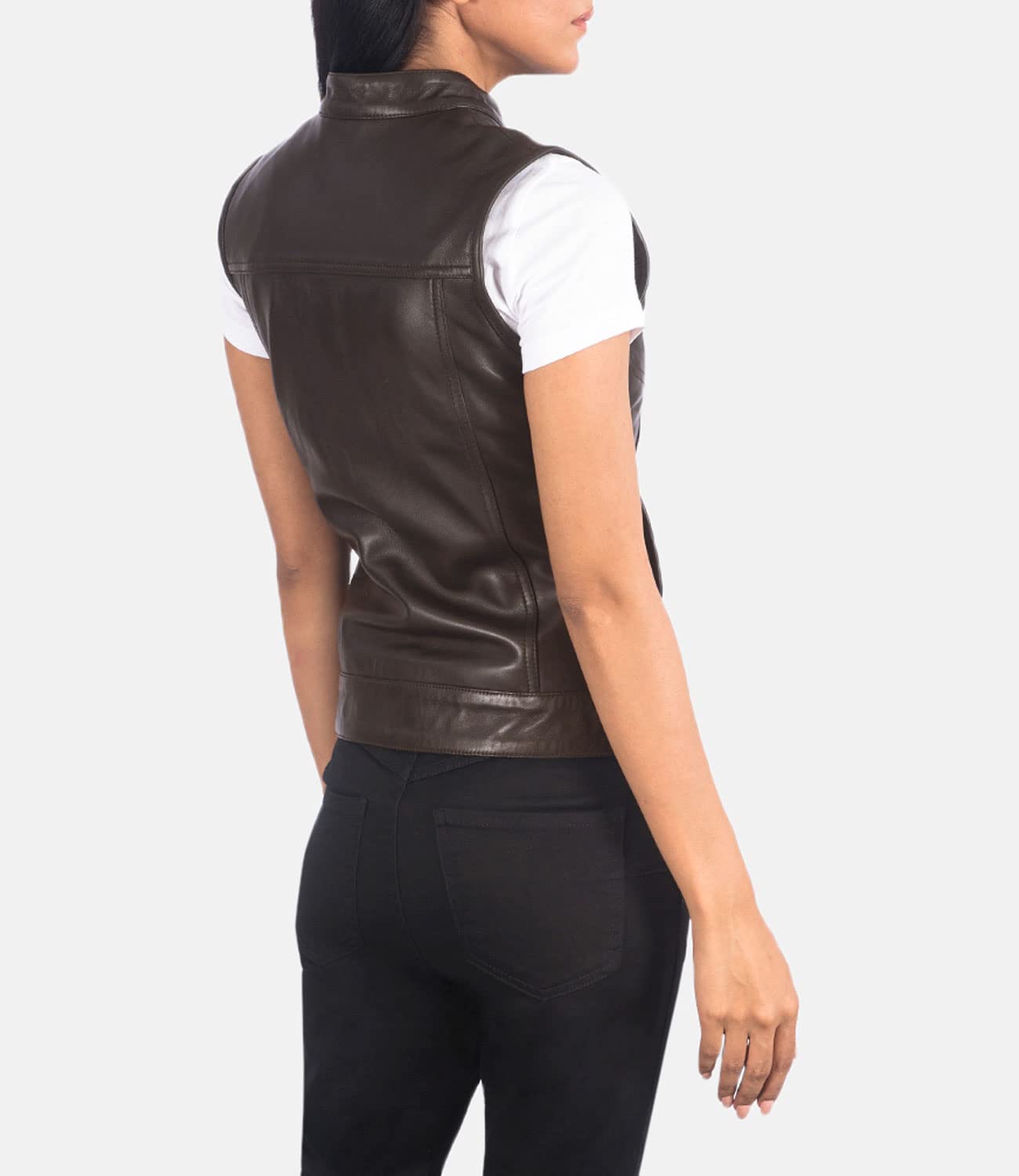 Rayne Women's Black & Brown Leather Moto Vest - Genuine Sheepskin Biker Vest Jacket for Women | Perfect for Motorcycle Riding, Casual Outfits & Fashion Statements