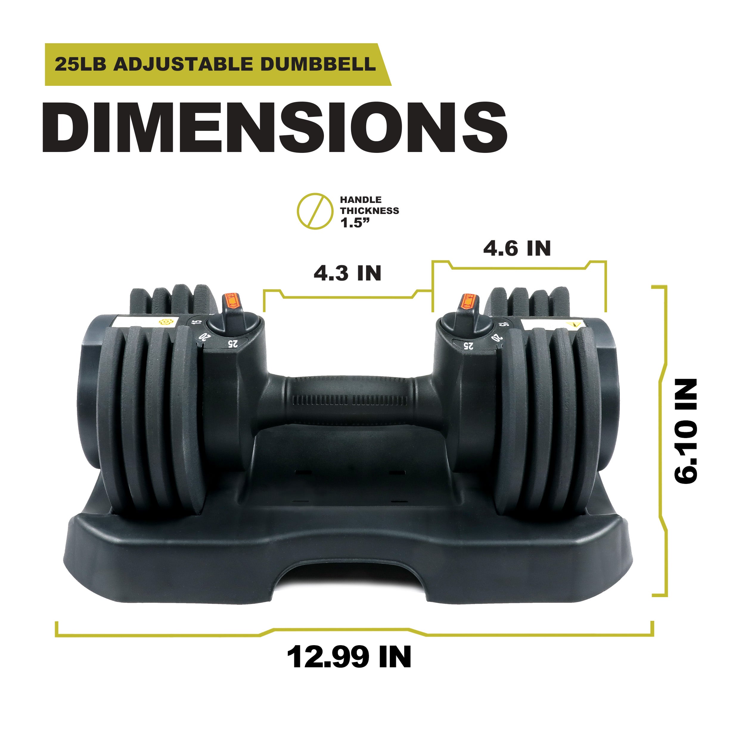 PRCTZ 5-25lb Adjustable Dumbbell Set with Stand - Quick Select Weight System for Home Gym, Strength Training & Full Body Workouts
