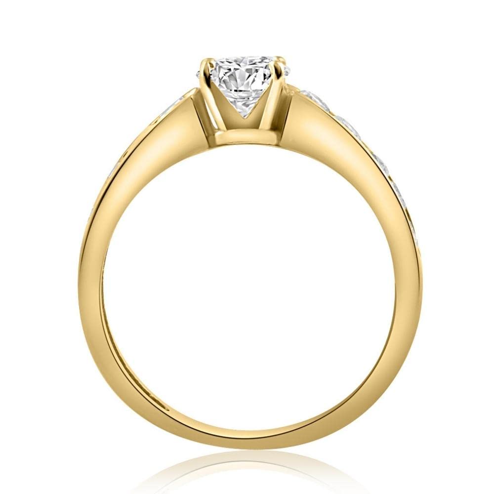 1 Carat Diamond Engagement Ring with Channel Set Accents in 10K Yellow Gold - Perfect for Proposals, Anniversaries & Special Occasions