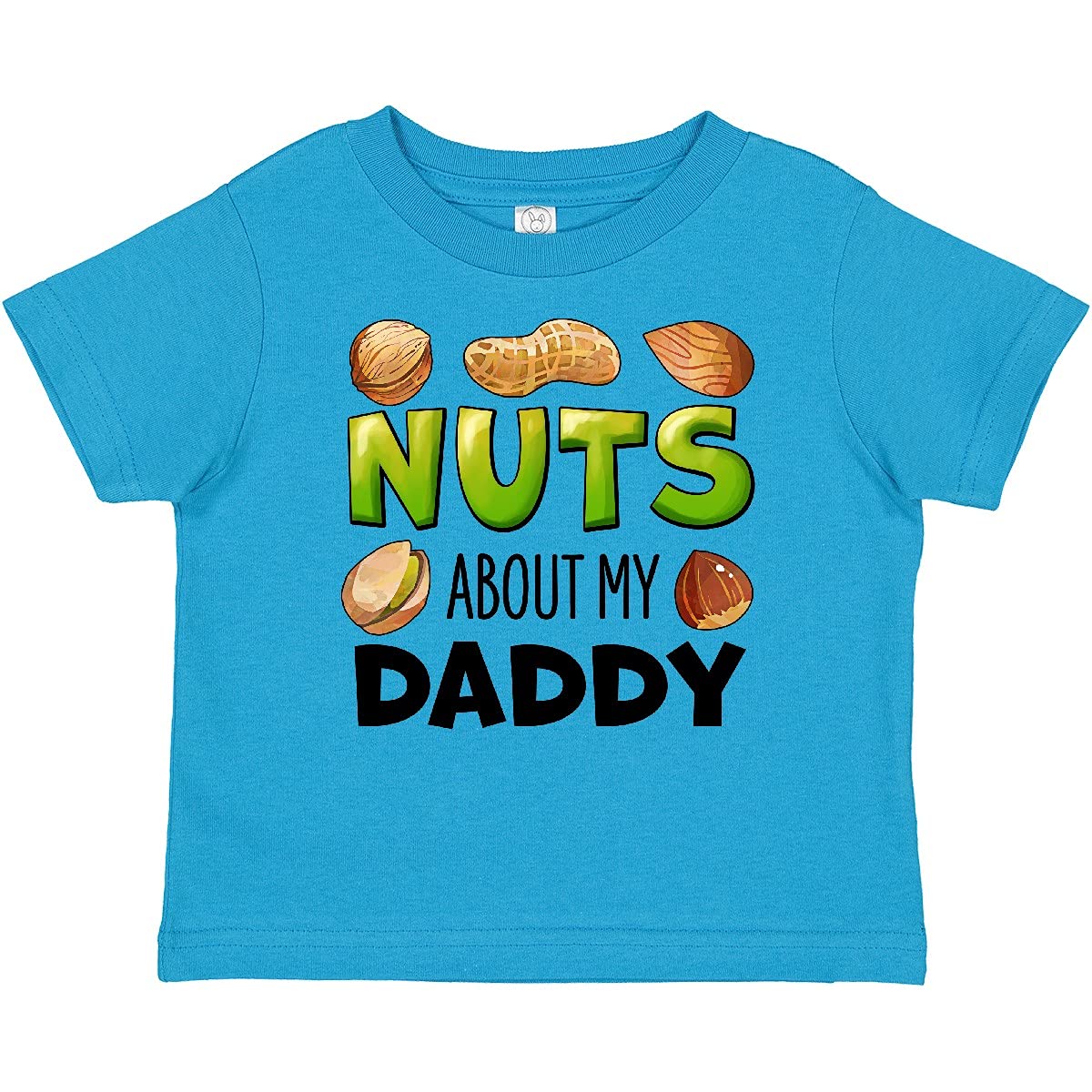 Inktastic Nuts About My Daddy Peanut Almond Pistachio Baby T-Shirt - Cute Father's Day Gift for Dad & Casual Outfit for Toddlers
