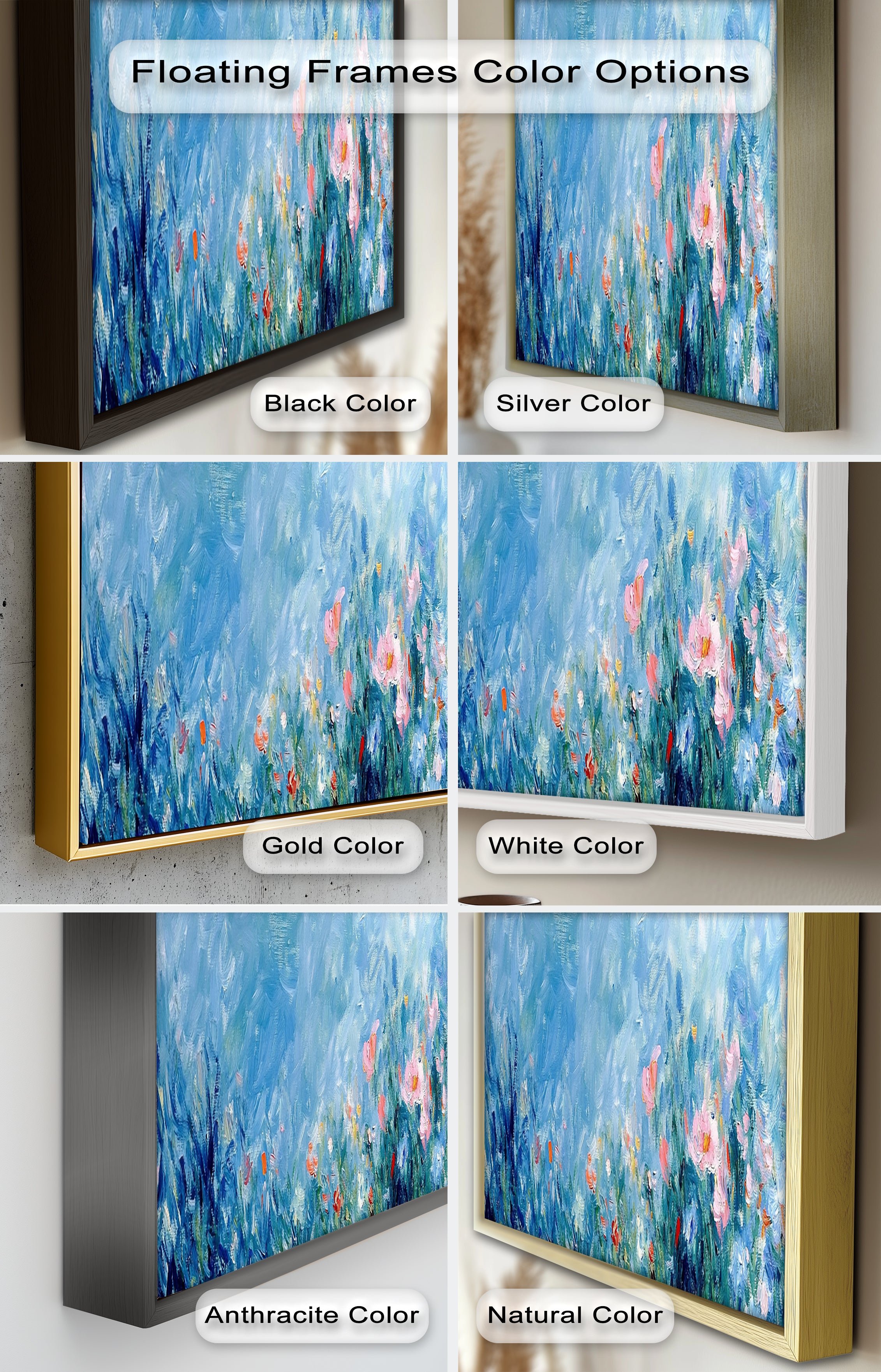 Abstract Floral Impressionist Oil Painting - Handmade Canvas Wall Art for Living Room, Bedroom & Office Decor