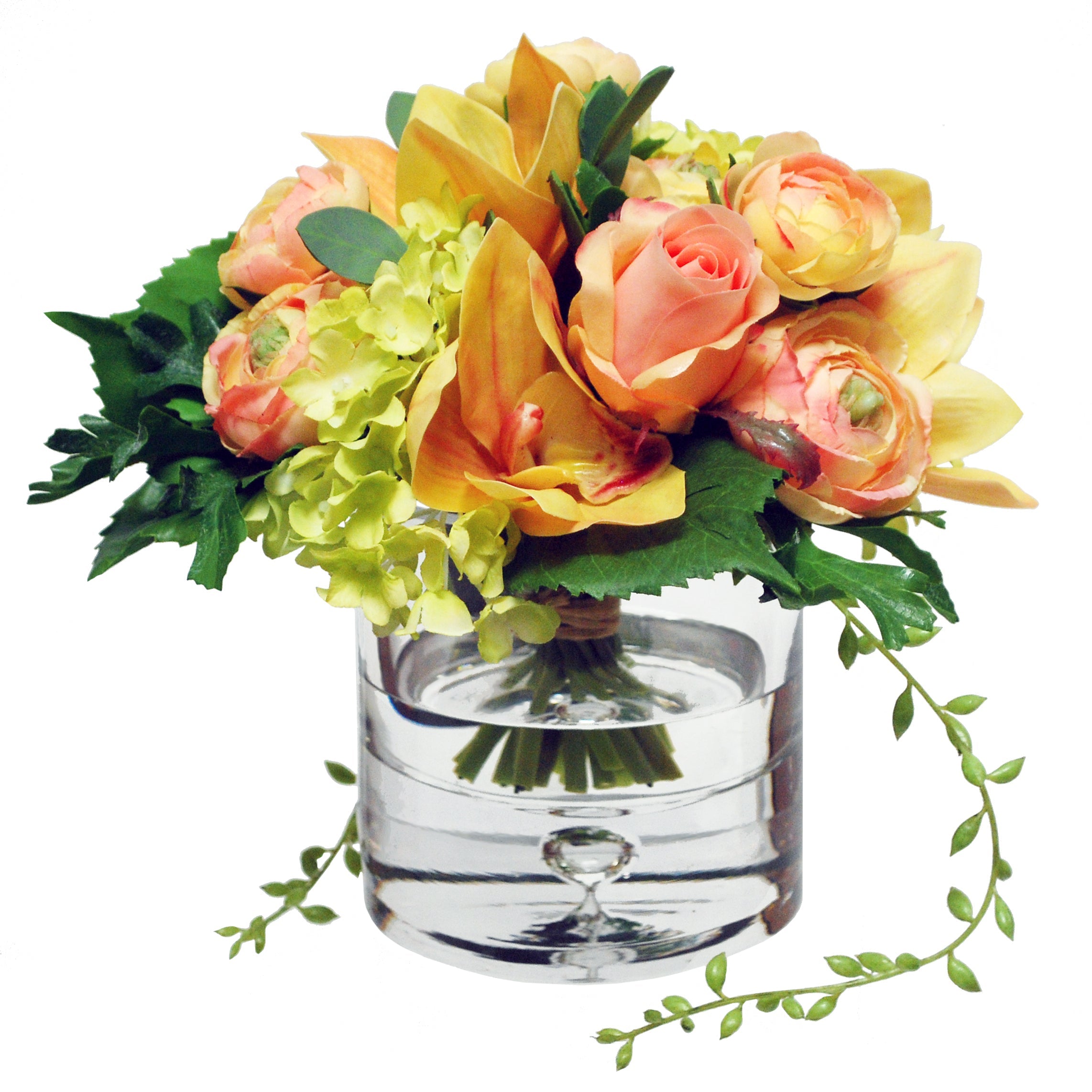 Beautiful Ranunculus and Orchids in Glass Vase - Fresh Flowers for Home Decor, Wedding Centerpieces & Gift Ideas