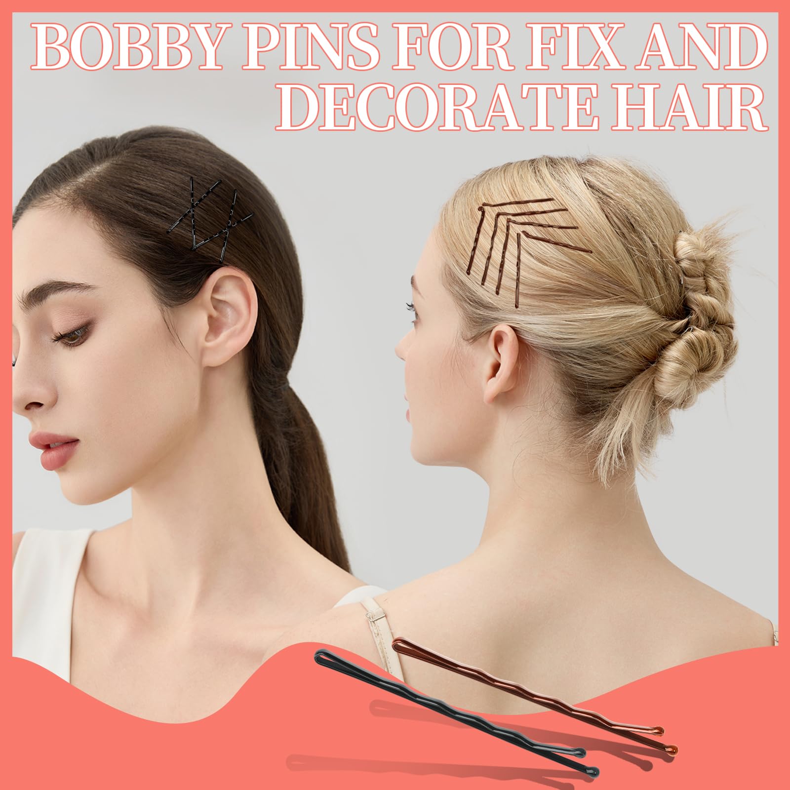 Teenitor 300pcs Bobby Pins Set - Black & Brown Hair Pins for Women, Buns & Updos
