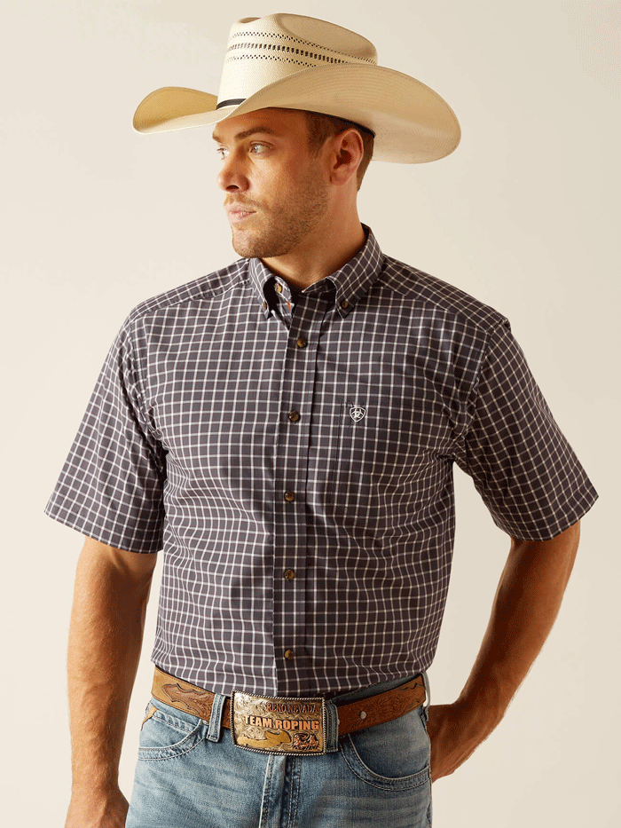 Ariat Men's Pro Series Dakota Classic Fit Short Sleeve Shirt - Blue Indigo - Western Work Shirt for Ranch, Rodeo & Casual Wear