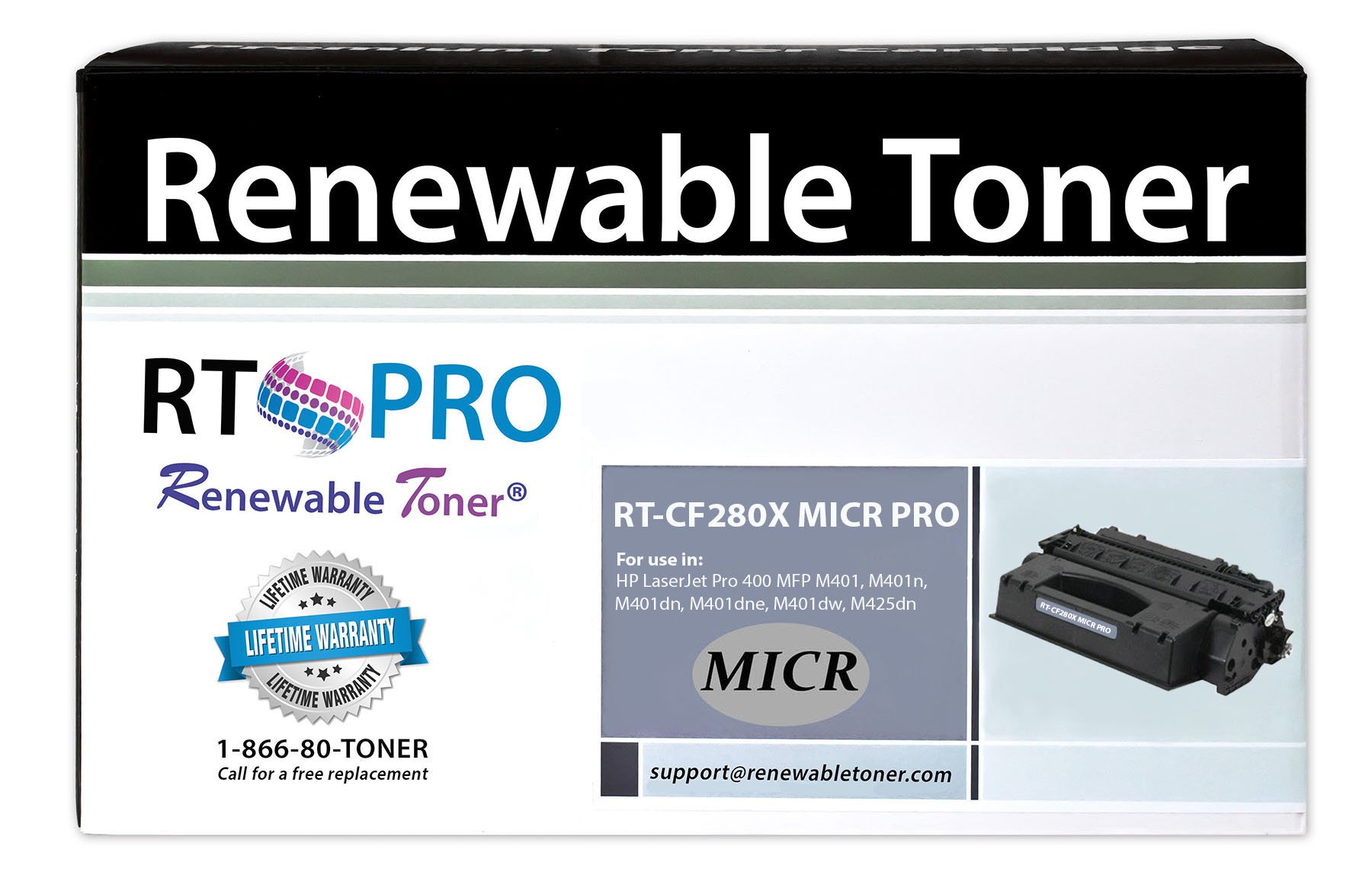 HP CF280X Compatible Toner Cartridge - High Yield Replacement for LaserJet M401, M425, MFP Printers (80X MICR RT Pro) - Perfect for Office Documents, Checks & Professional Printing