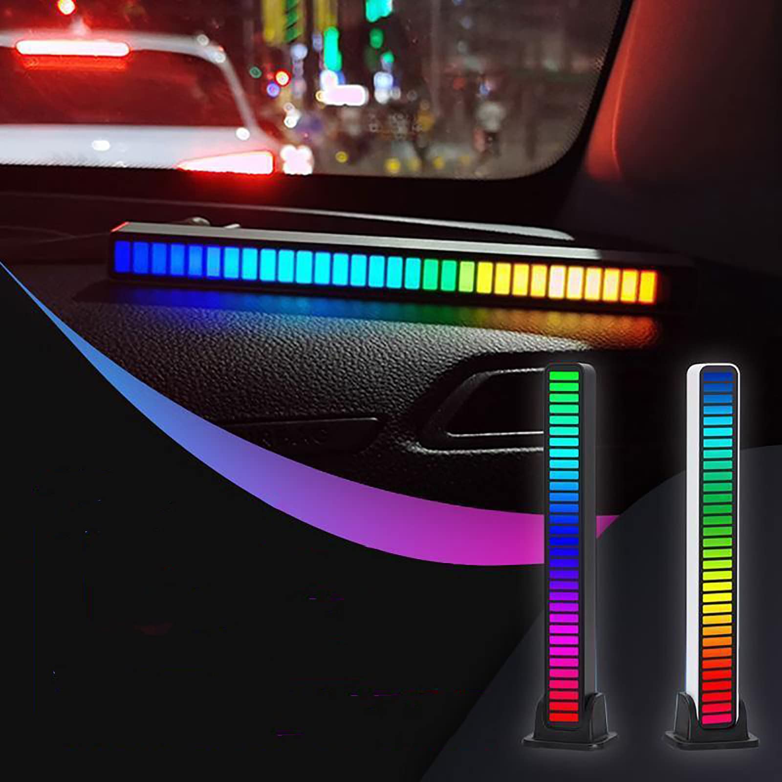 Smart RGB LED Light Bars with Bluetooth App Control & Sound Sync - Color Changing Music Rhythm Lights for Room, Car, Desk, Gaming Setup & Party Decor (Black) - Perfect for Home Theater, Gaming Battlestation & Holiday Lighting