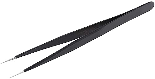 Stainless Steel Eyelash Extension Tweezers - Professional Makeup Tools (Black Straight) for Lash Artists & DIY Beauty Enthusiasts