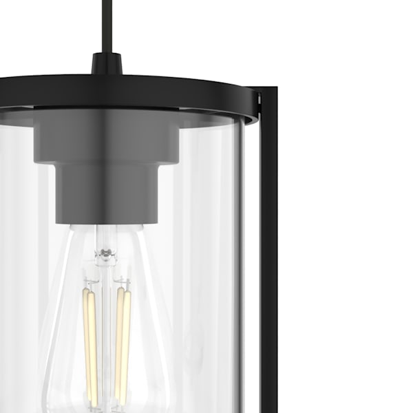 Hunter Astwood 3-Light Linear Chandelier in Matte Black - Modern Farmhouse Lighting Fixture for Dining Room, Kitchen Island & Entryway